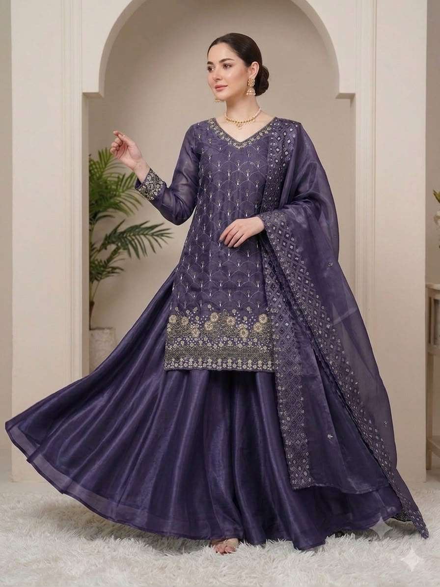 LM 17 SILK SEQUENCE EMBROIDERY DESIGNER WORK PARTY WEAR LADIES SUIT