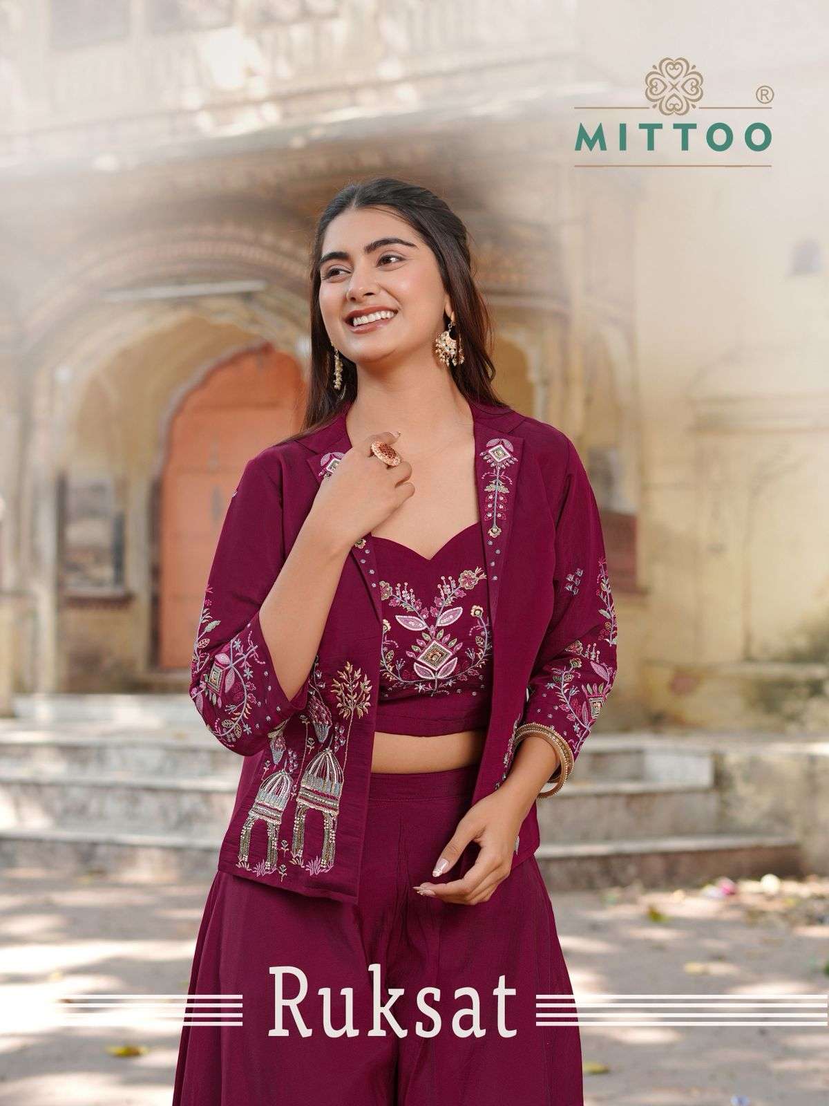 MITTOO RUKSAT CHANDERI SILK PREETY LOOKS INDO WESTERN STYLE DRESS