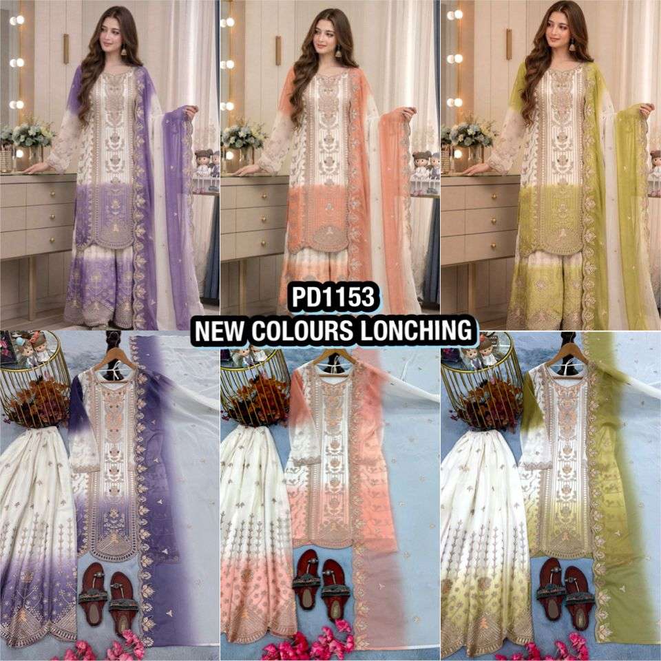 PD 1153 DUAL TONE GEORGETTE FABRIC BEAUTIFUL DESIGNER FESTIVE WEAR LADIES SUIT