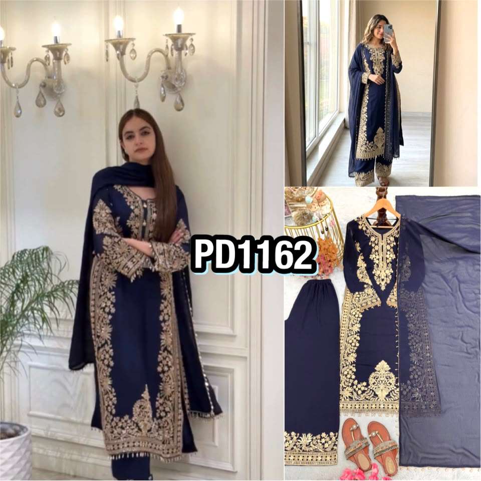 PD 1162 GEORGETTE EMBROIDERY DESIGNER WORK READY MADE PARTY WEAR SUIT