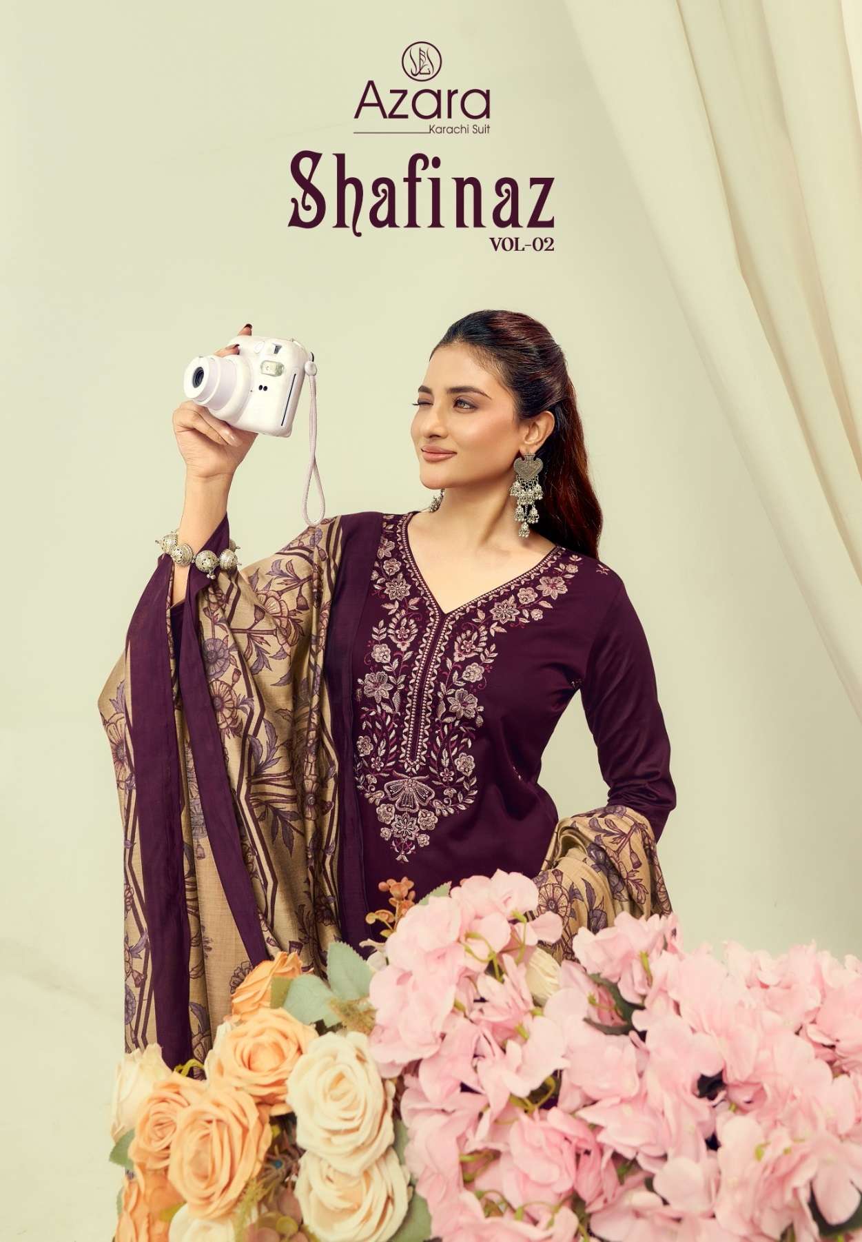 RADHIKA FASHION AZARA SHAFINAZ VOL 2 JAM COTTON PRINT WITH FANCY WORK SUIT