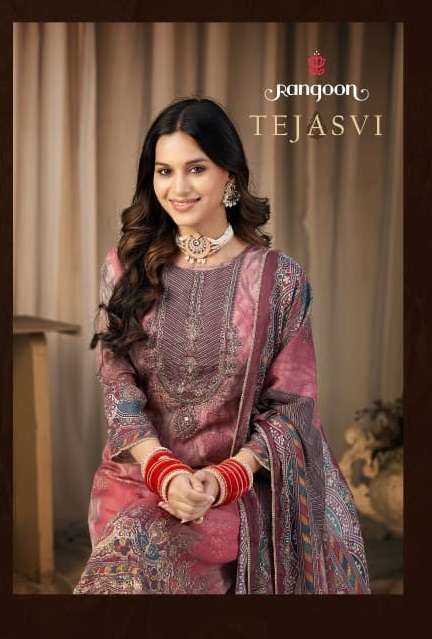RANGOON TEJASVI MUSLIN DIGITAL PRINT WITH DESIGNER WORK READY MADE SUIT
