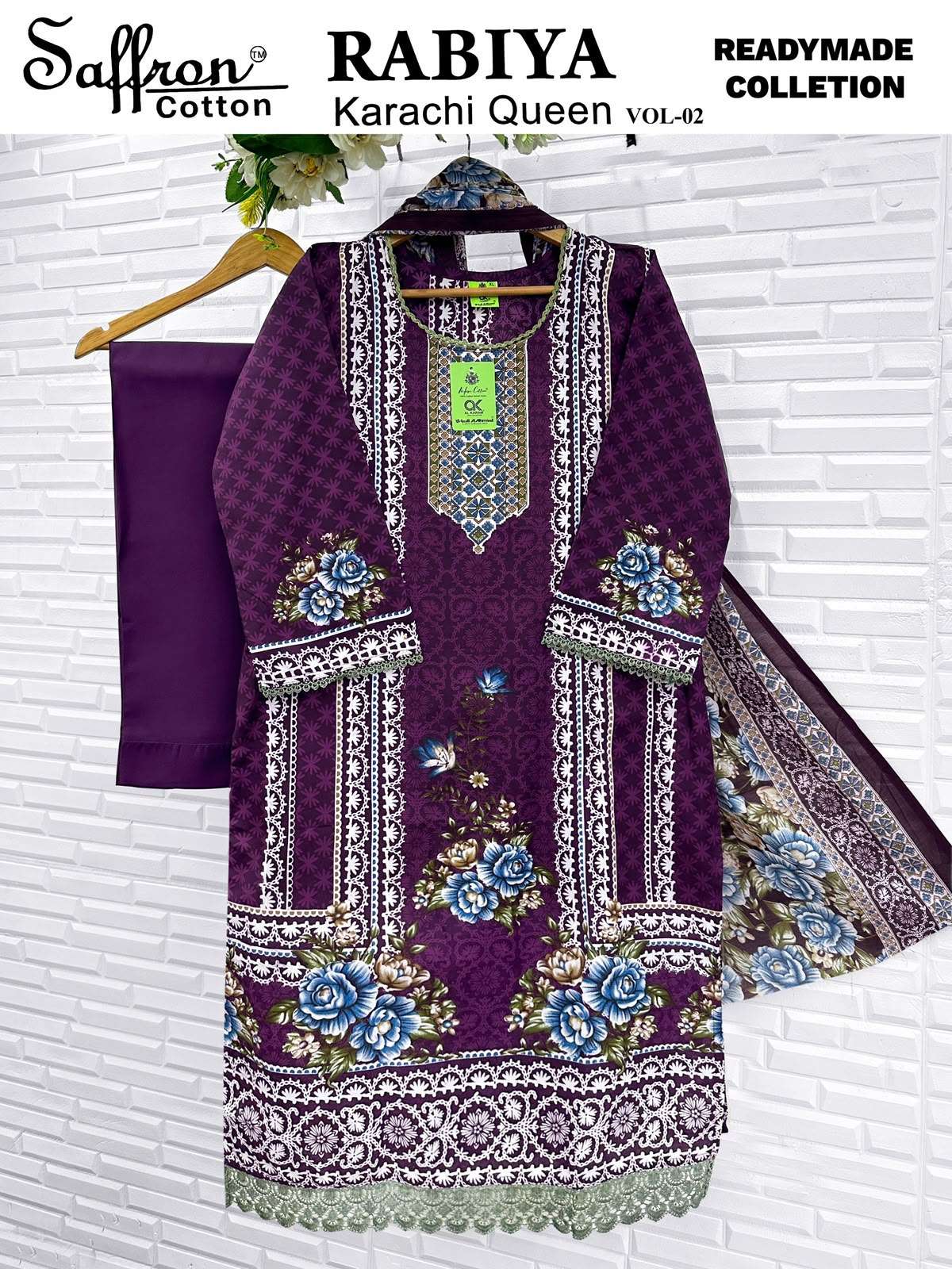 SAFFRON COTTON RABIYA KARACHI QUEEN VOL 2 READY MADE COLLECTION 