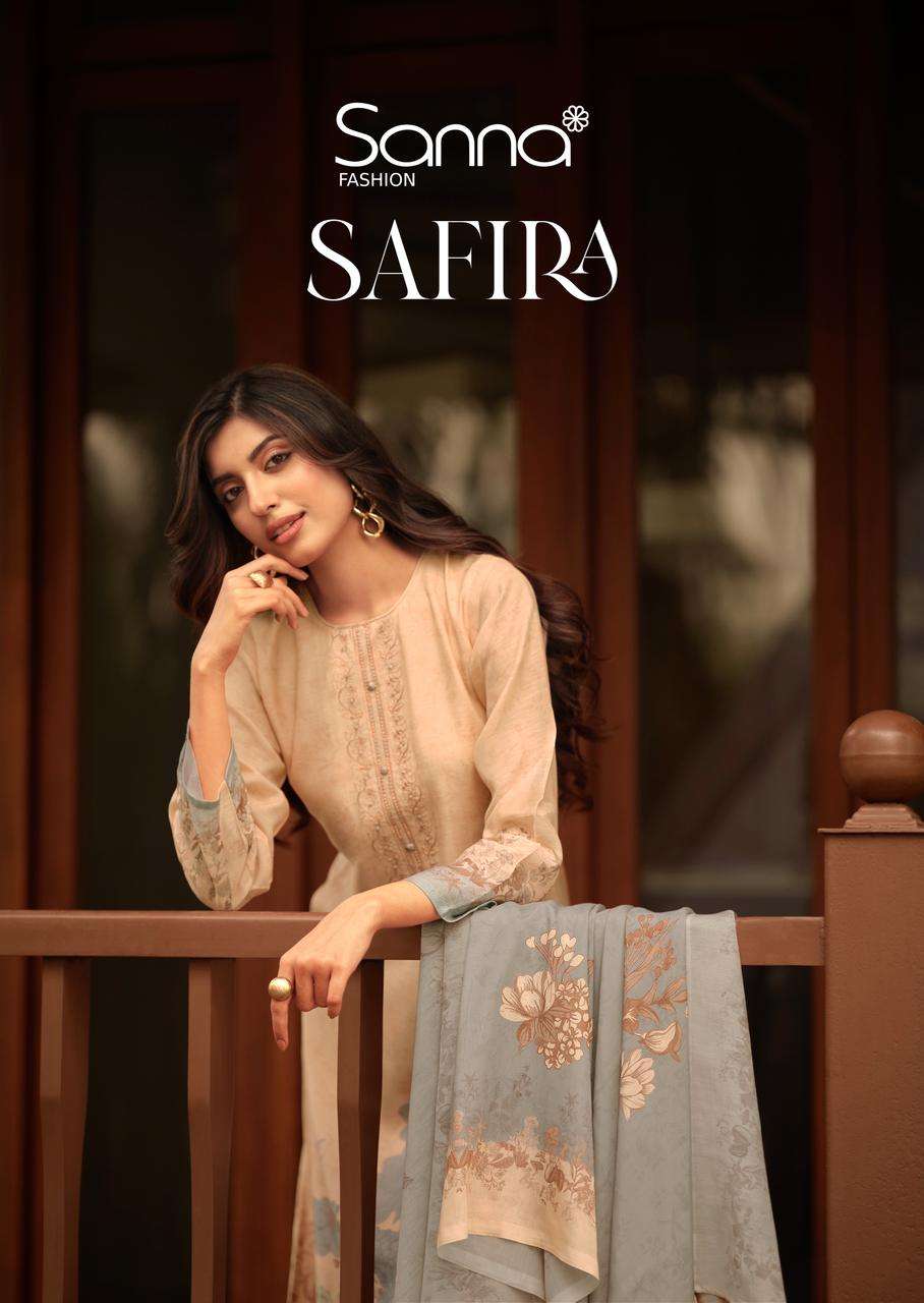 SANNA FASHION SAFIRA LINEN COTTON DIGITAL PRINT WITH FANCY WORK SUIT