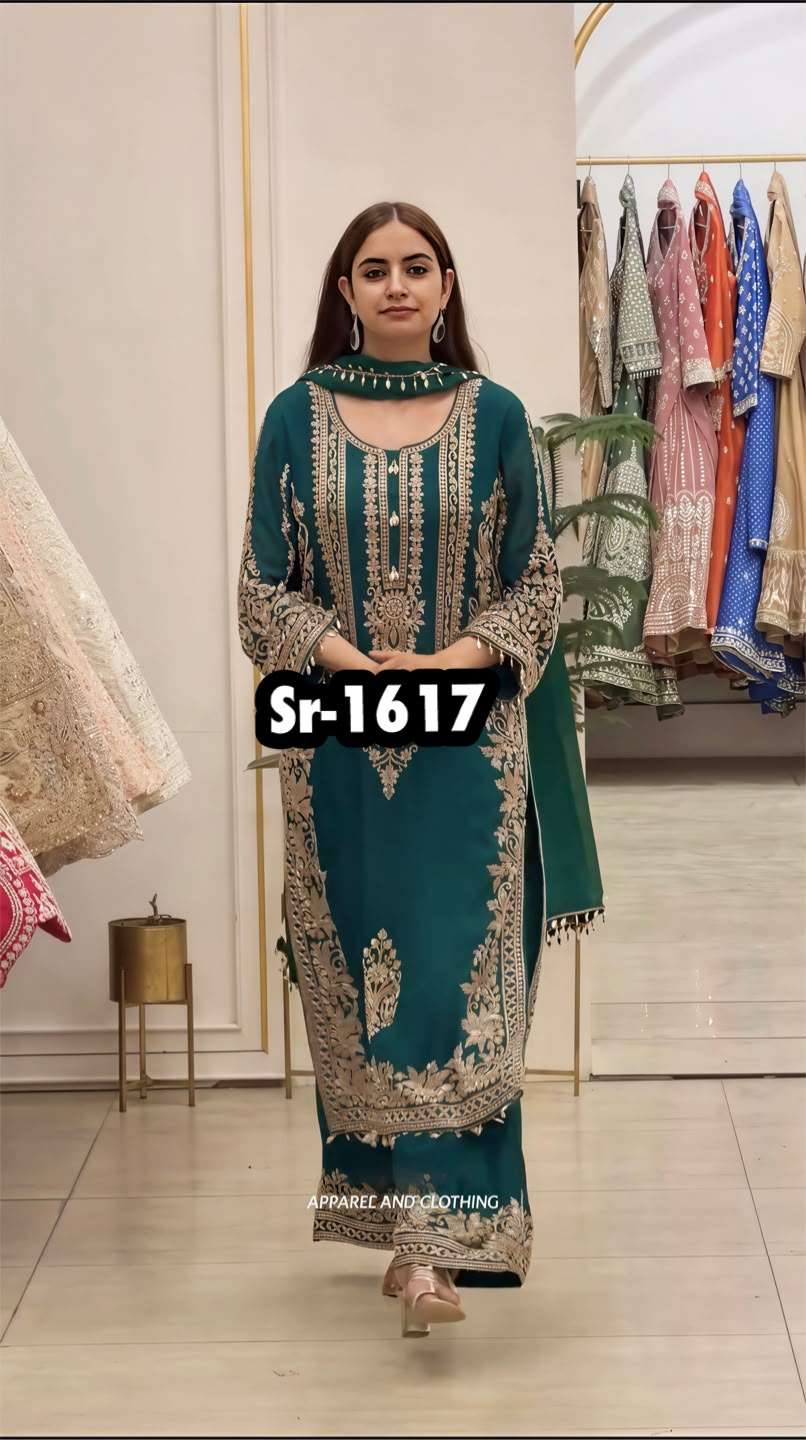 SR 1716 GEORGETTE HEAVY DESIGNER WORK WEDDING WEAR PAKISTANI STYLE SUIT
