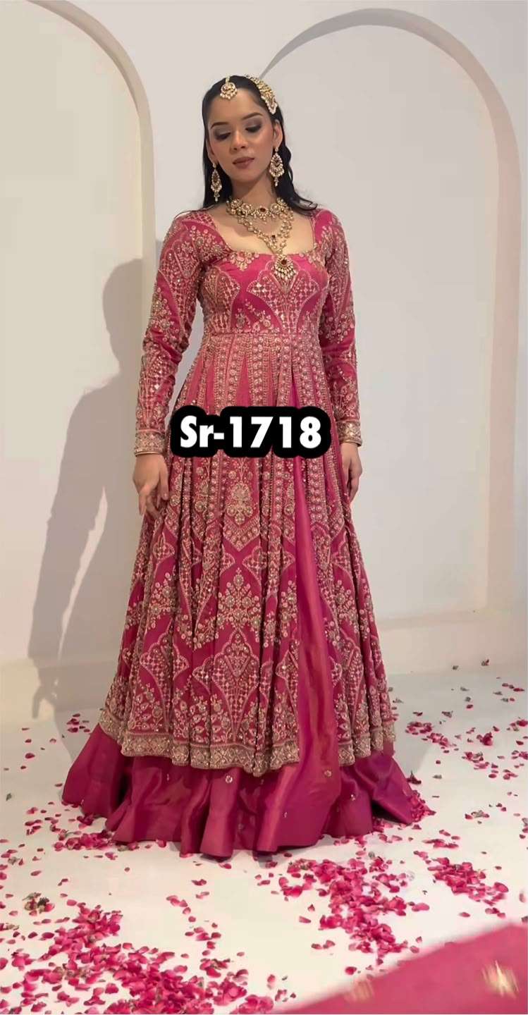 SR 1718 SILK HEAVY EMBROIDERD DESIGNER WEDDING FUNCTION WEAR SUIT