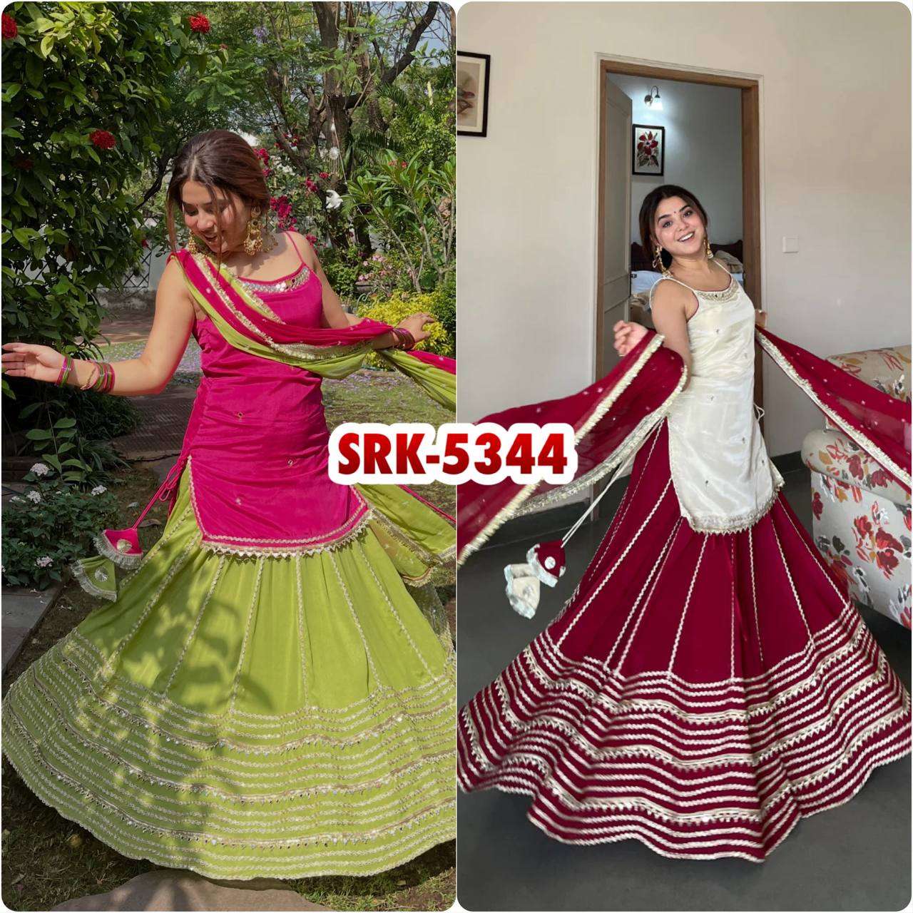 SRK 5344 SILK FESTIVE WEAR LADIES TOP LEHENGA AND DUPATTA SET 