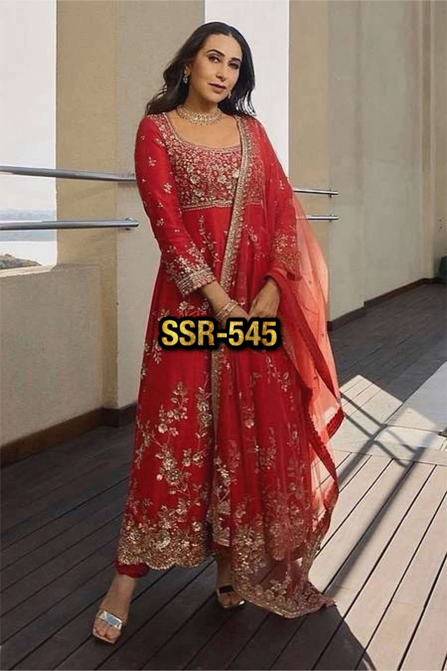 SSR 545 GEORGETTE HEAVY SEQUENCE EMBROIDERY DESIGNER WORK PARTY WEAR GOWN DRESS
