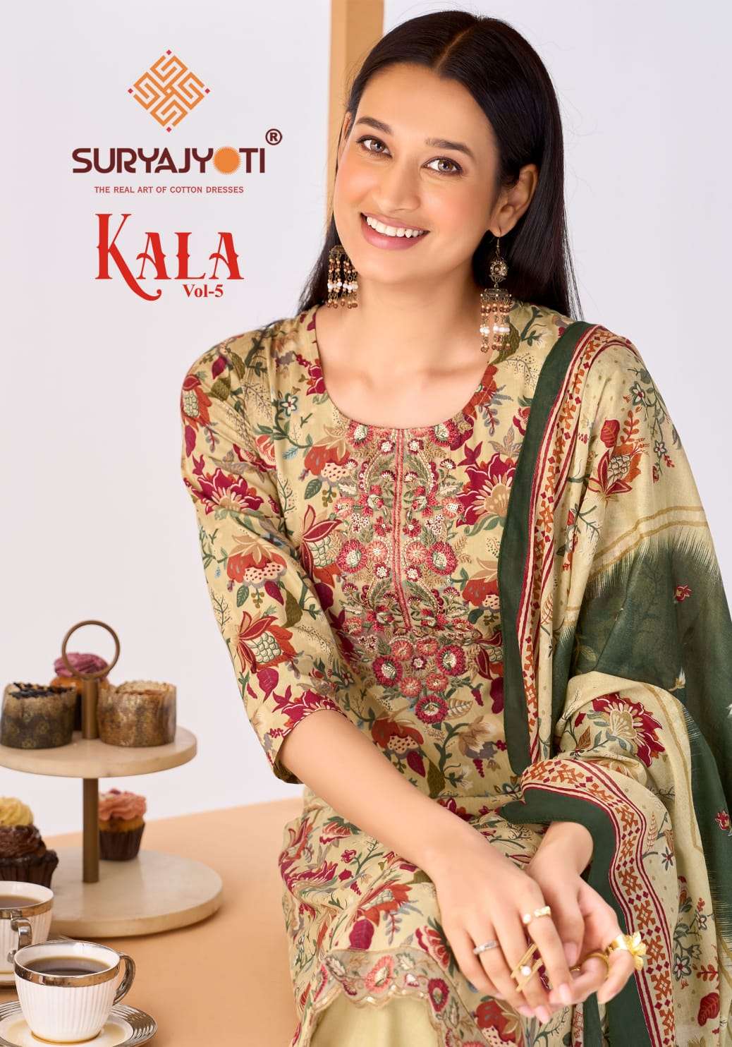 SURYAJYOTI KALA STITCH VOL 5 COTTON PRINT WITH FANCY WORK SUITS 