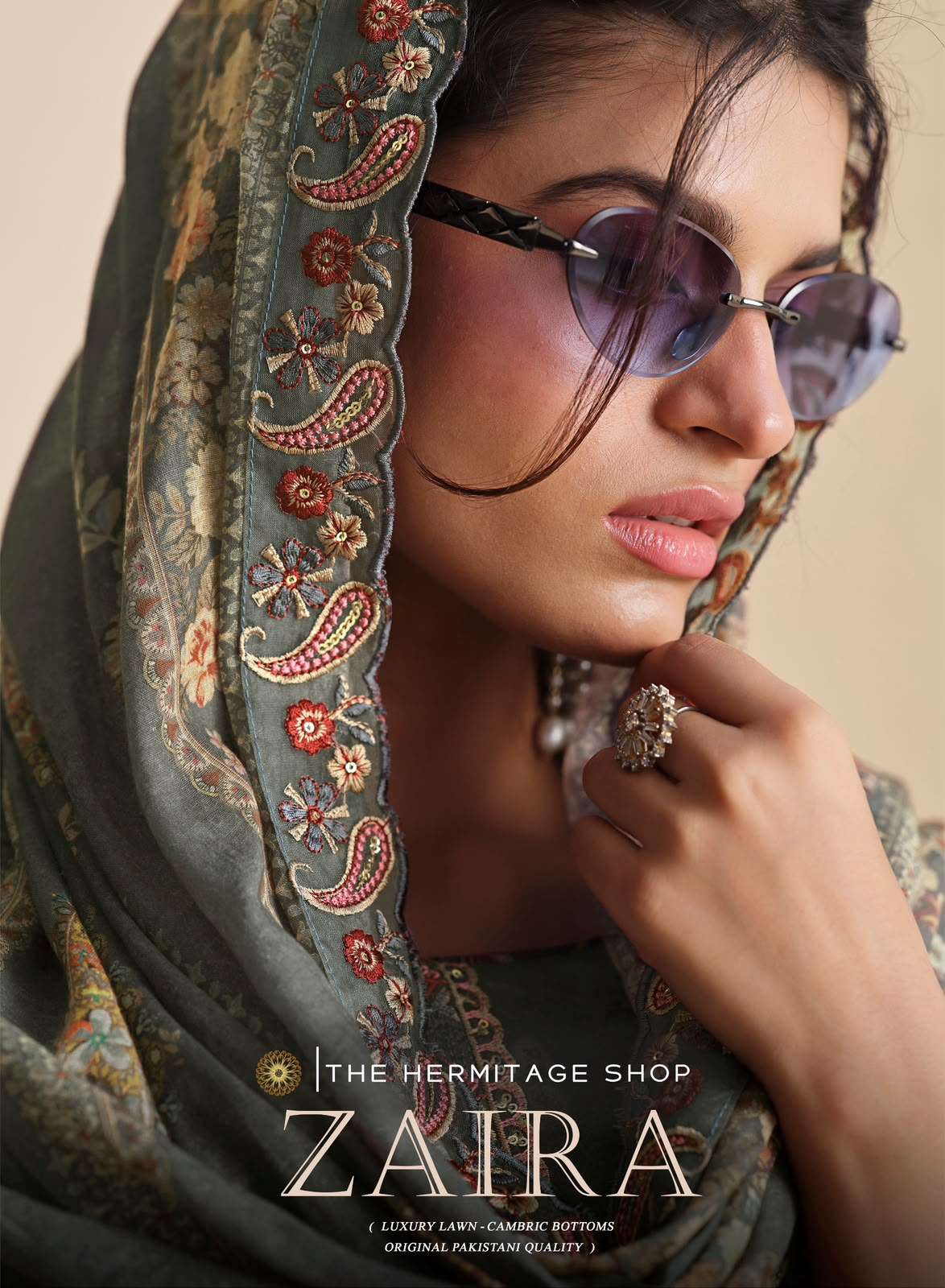 THE HERMITAGE SHOP ZAIRA LAWN COTTON FANCY EMBROIDERY WORK SUIT