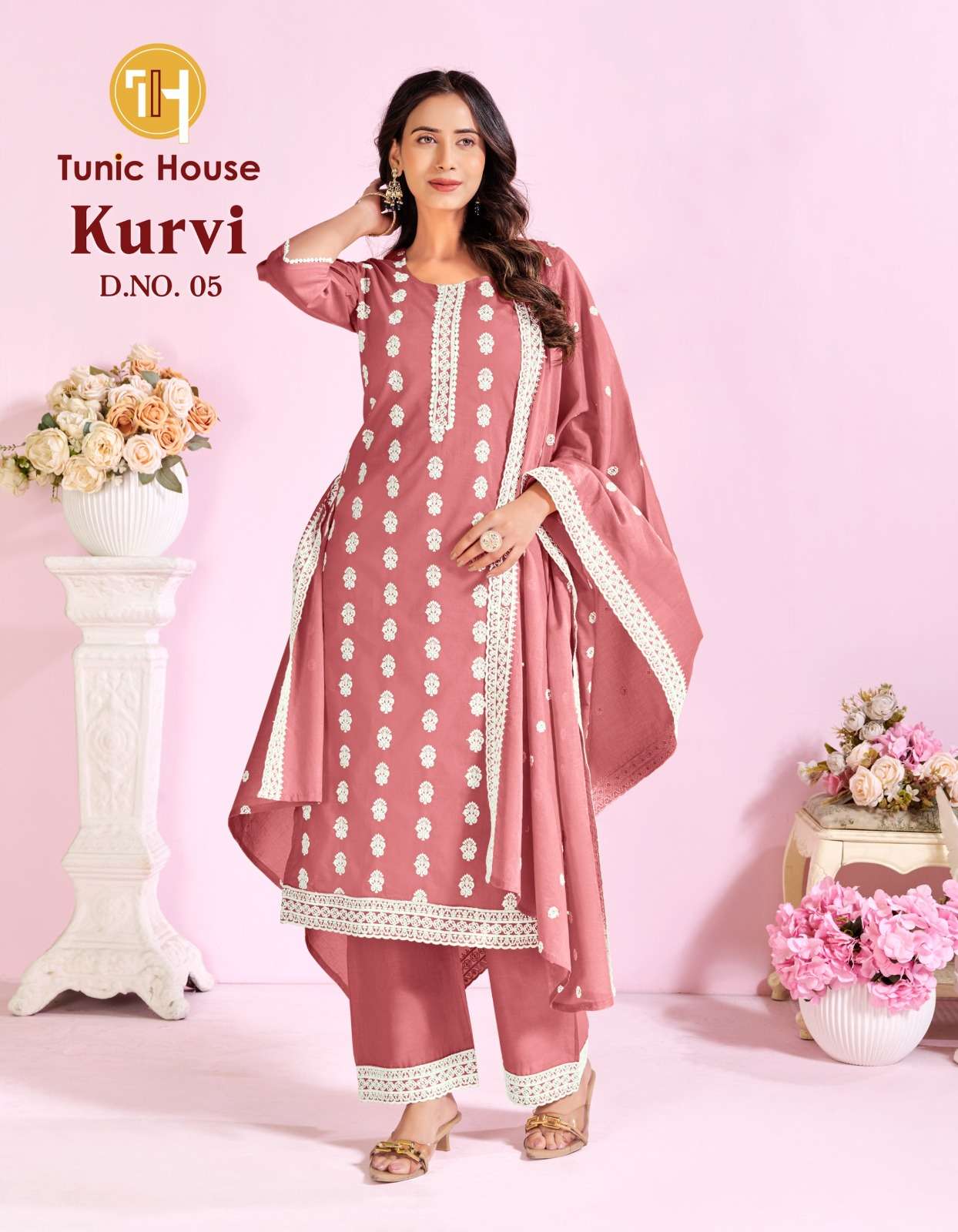 TUNIC HOUSE KURVI COTTON SCHIFLI DESIGNER WORK READY MADE LADIES SUIT