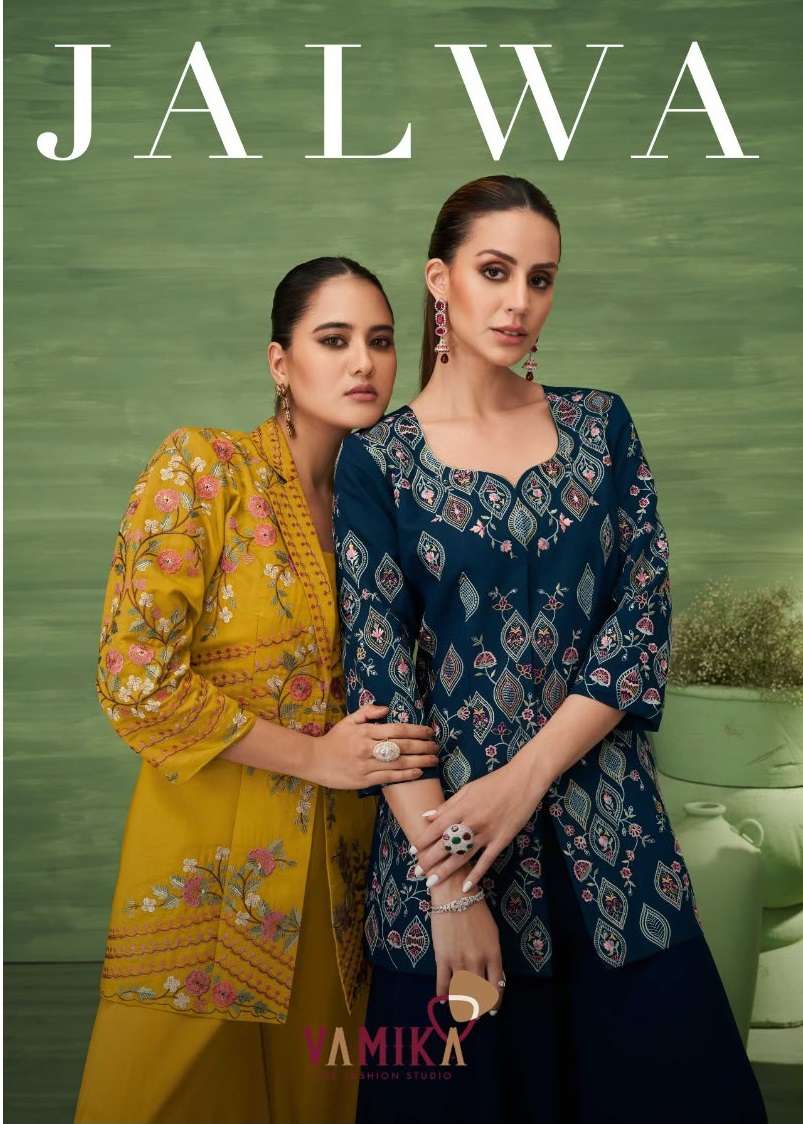 VAMIKA JALWA ROMAN SILK WITH HEAVY EMBROIDERY DESIGNER FUNCTION WEAR DRESS