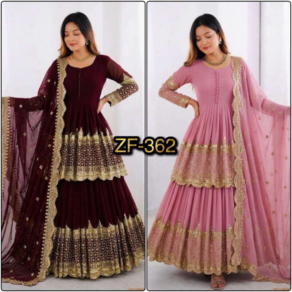 ZF 362 GEORGETTE HEAVY SEQUENCE EMBROIDERY DESIGNER LEHENGA SUIT COLLECTION 