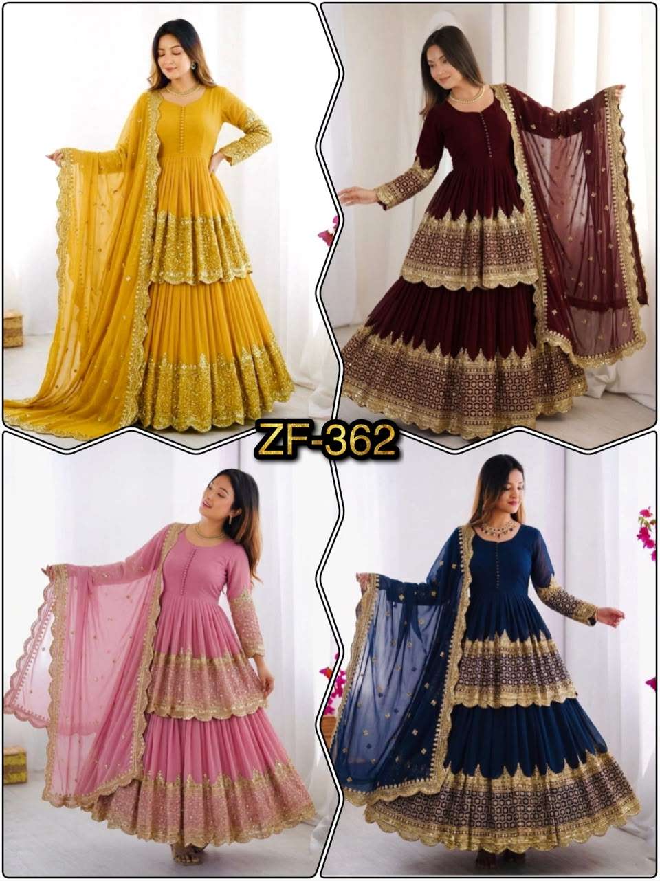 ZF 362 GEORGETTE HEAVY SEQUENCE EMBROIDERY DESIGNER LEHENGA SUIT COLLECTION 