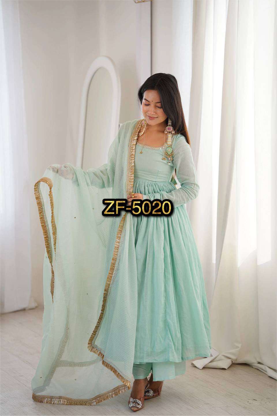 ZF 5020 GEORGETTE PREETY LOOK DESIGNER LADIES ANARKALI STYLE GOWN SUIT