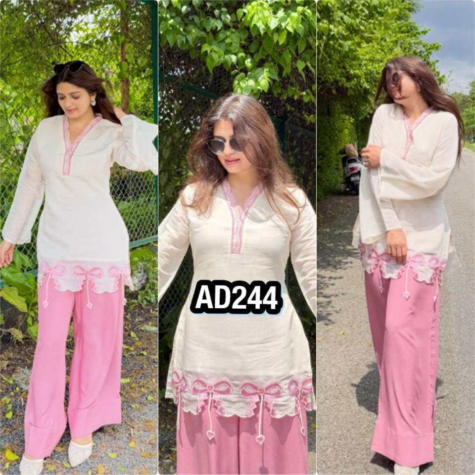 AD 244 SILK PREETY LOOK LADIES TOP WITH PLAZZO PAIR 