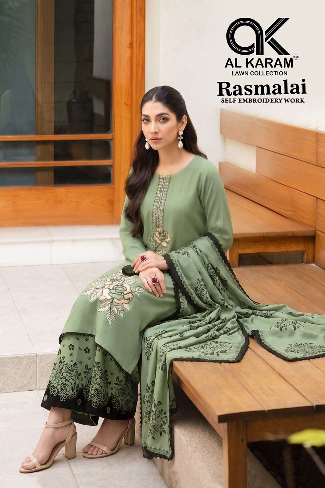AL KARAM RASMALAI RAYON FANCY EMBROIDERIES WORK SUIT