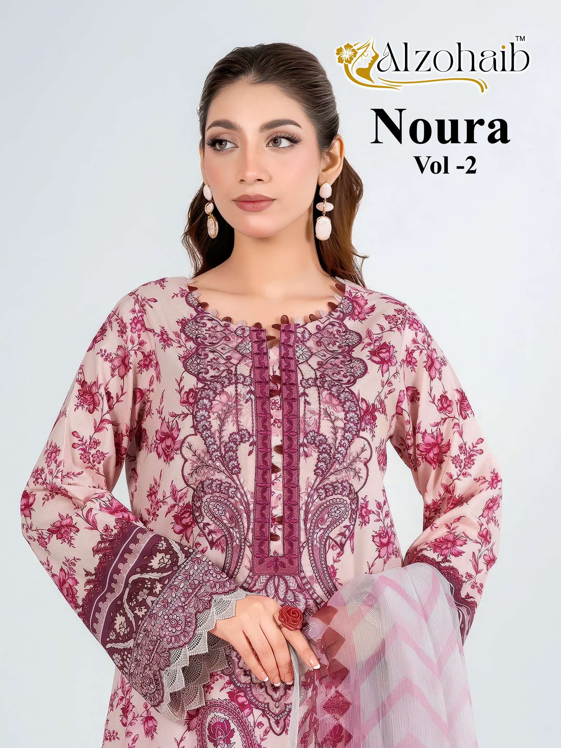 AL ZOHAIB NOURA VOL 2 COTTON PATCH EMBROIDERY WORK SALWAR KAMEEZ 