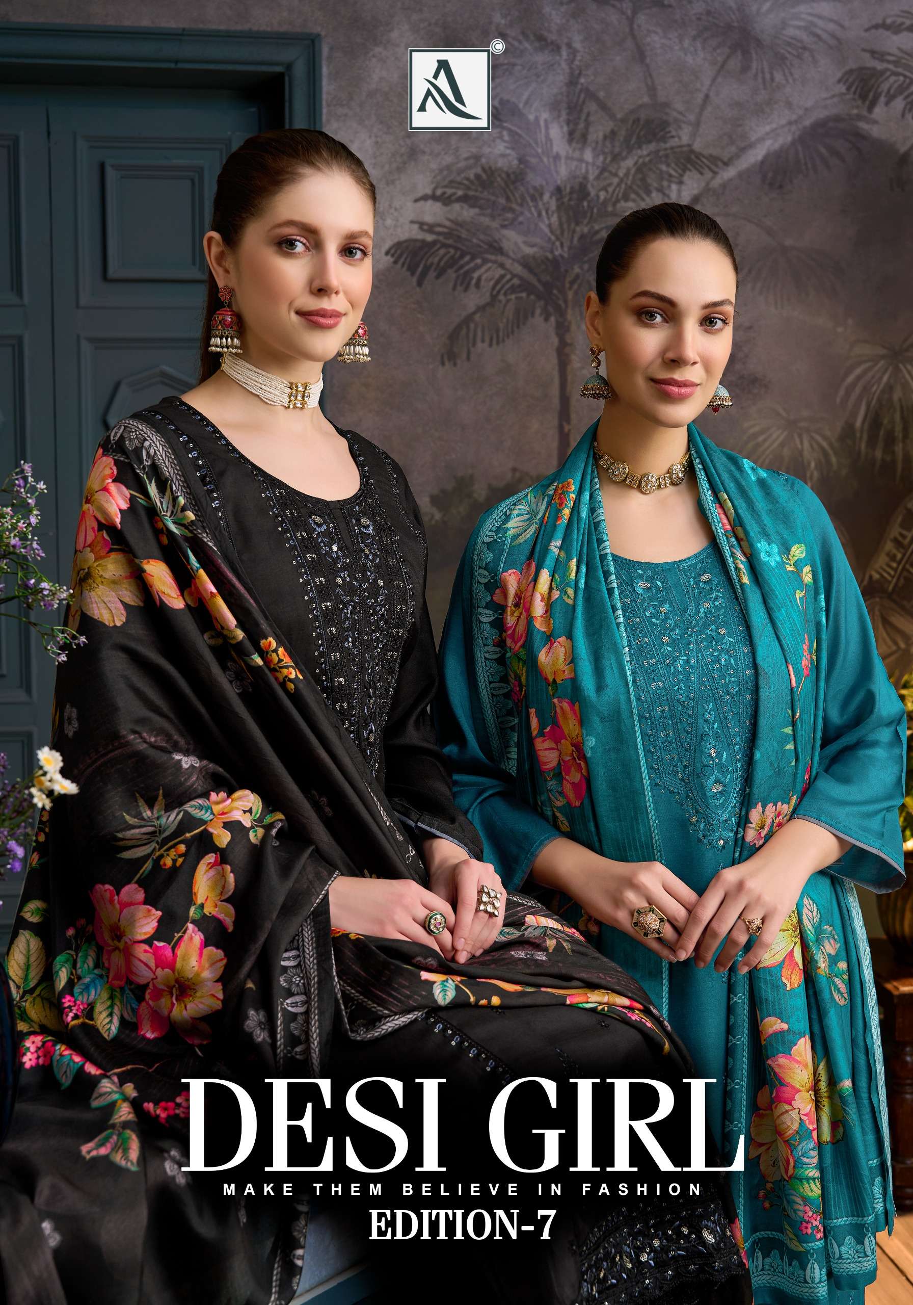 ALOK SUITS DESI GIRL EDITION 7 VISCOSE EMBROIDERY DESIGNER WORK SUIT