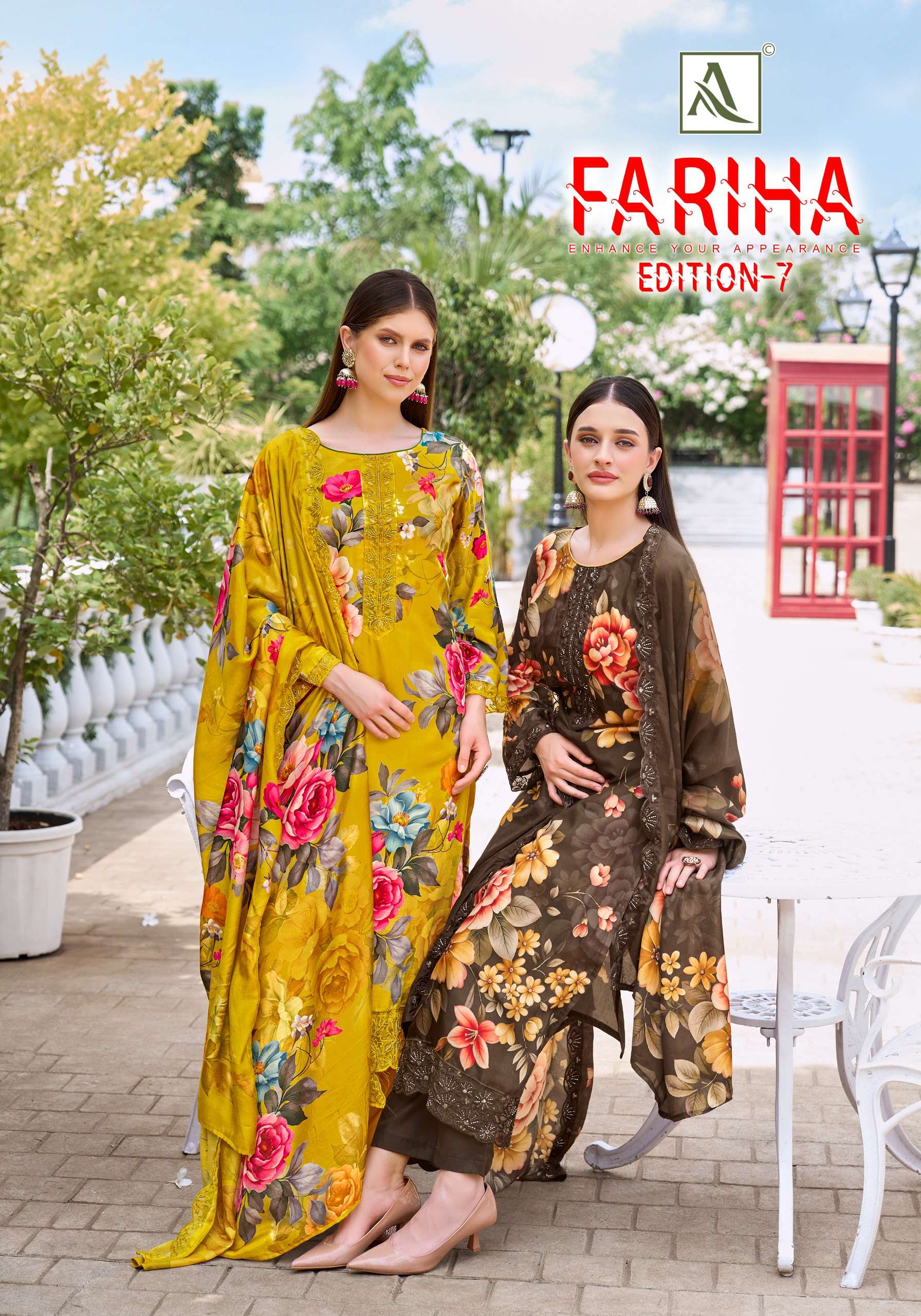 ALOK SUITS FARIHA EDITION VOL 7 MUSLIN DIGITAL PRINT WITH FANCY WORK SUIT