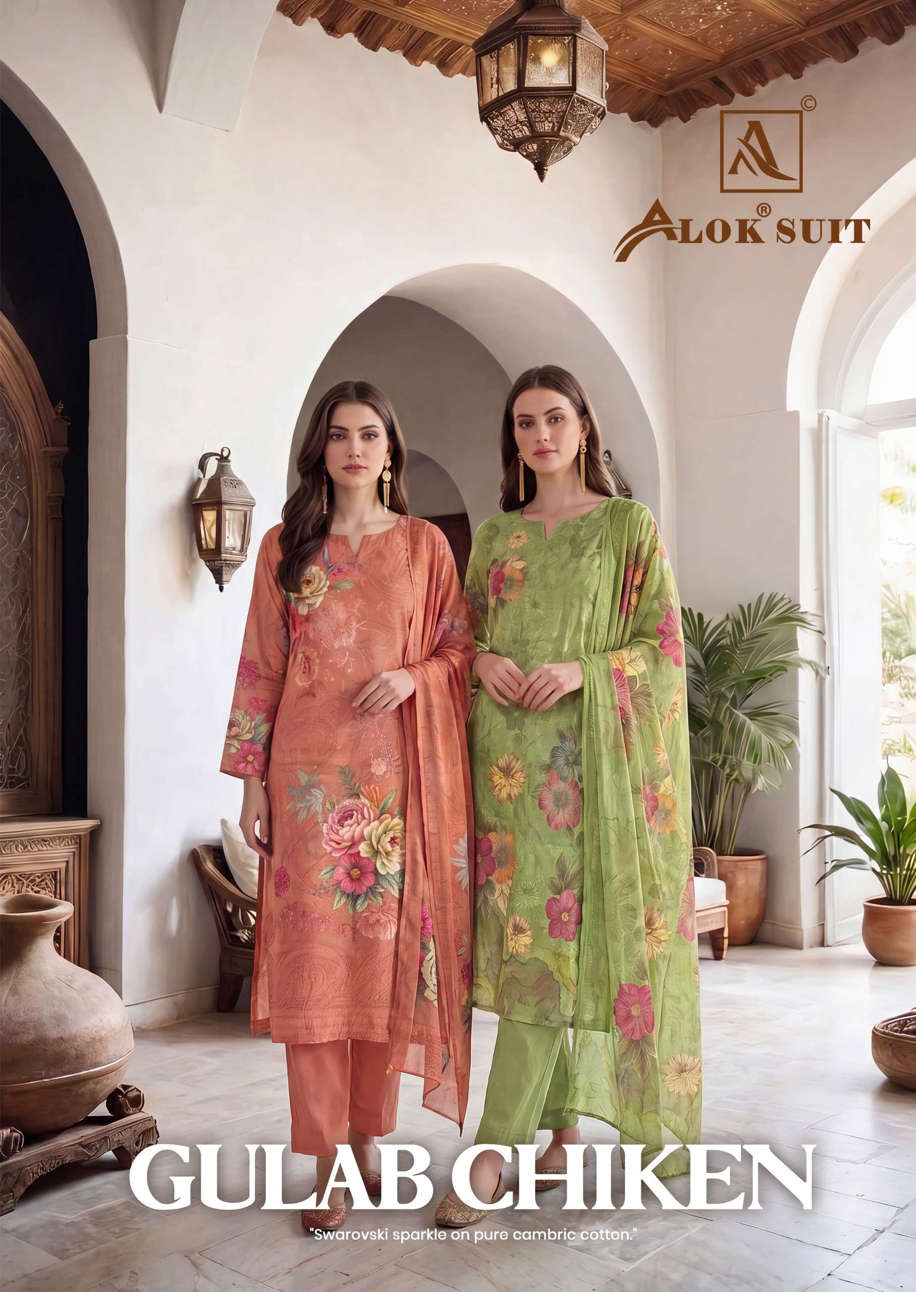 ALOK SUITS GULAB CHICKEN COTTON DIGITAL PRINT WITH FANCY WORK SUIT