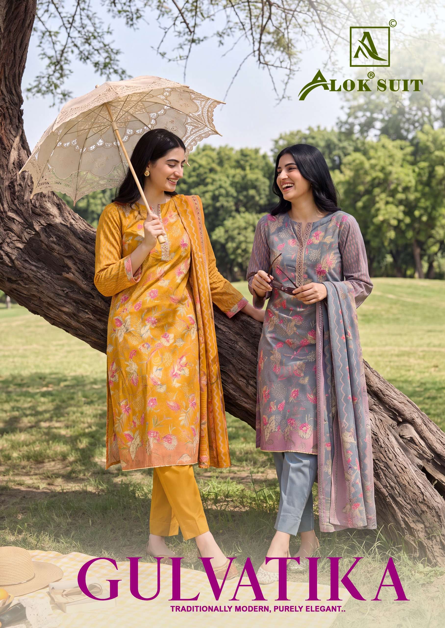 ALOK SUITS GULVATIKA MODAL PRINT FABRIC FANCY WORKS SUIT