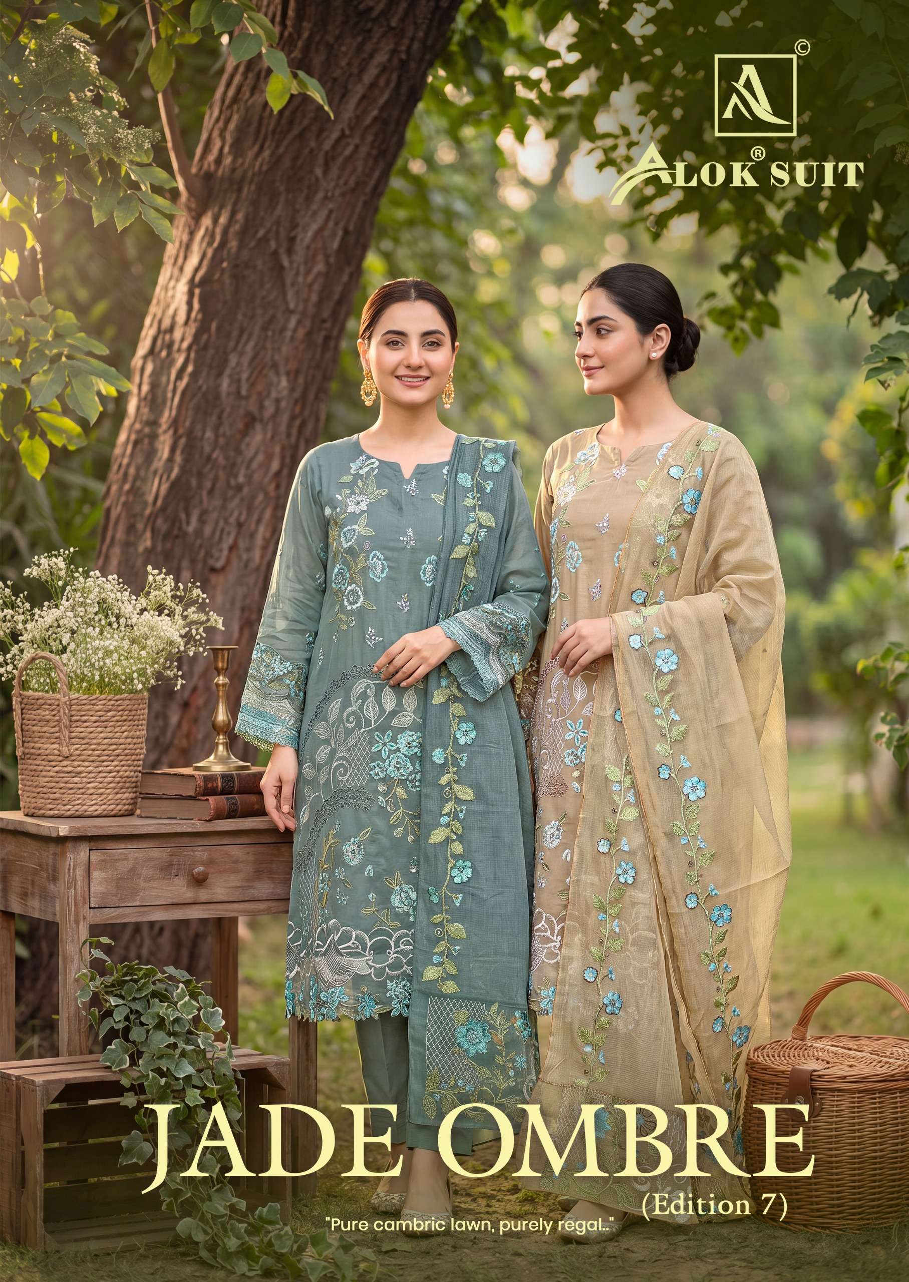 ALOK SUITS JADE OMBRE EDITION 7 LAWN COTTON FANCY EMBROIDERY WORK SUIT