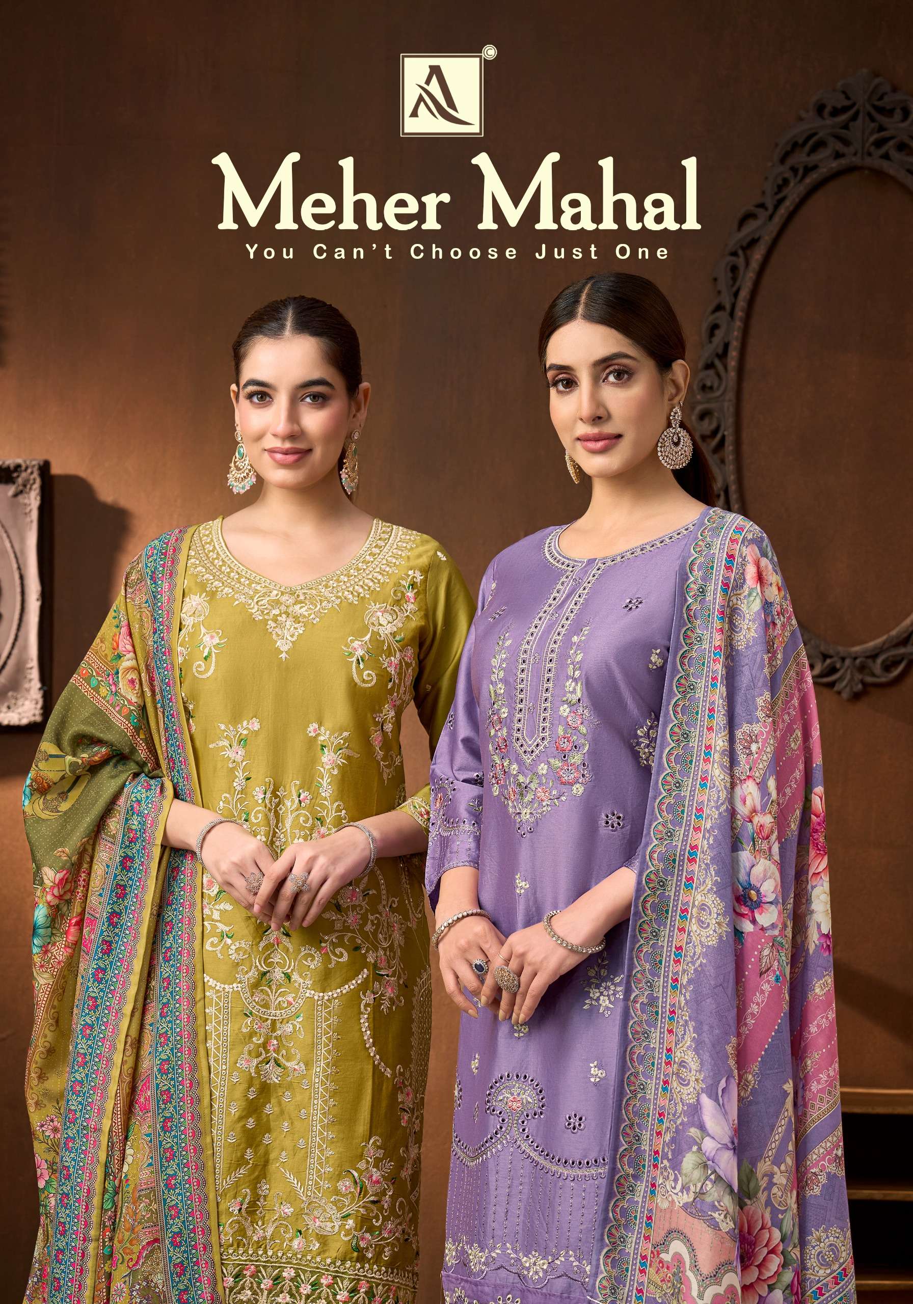 ALOK SUITS MEHER MAHAL JAM COTTON FANCY EMBROIDERY WORK SUIT