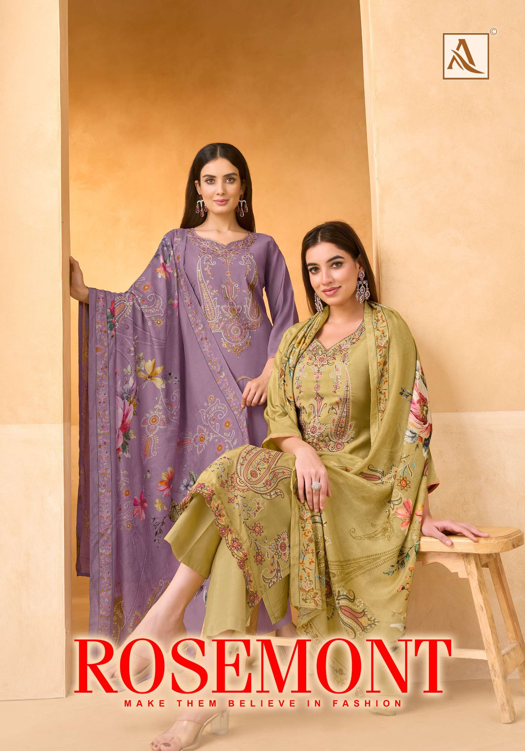 ALOK SUITS ROSEMONT VISCOSE EMBROIDERY DESIGNER WORK SUIT
