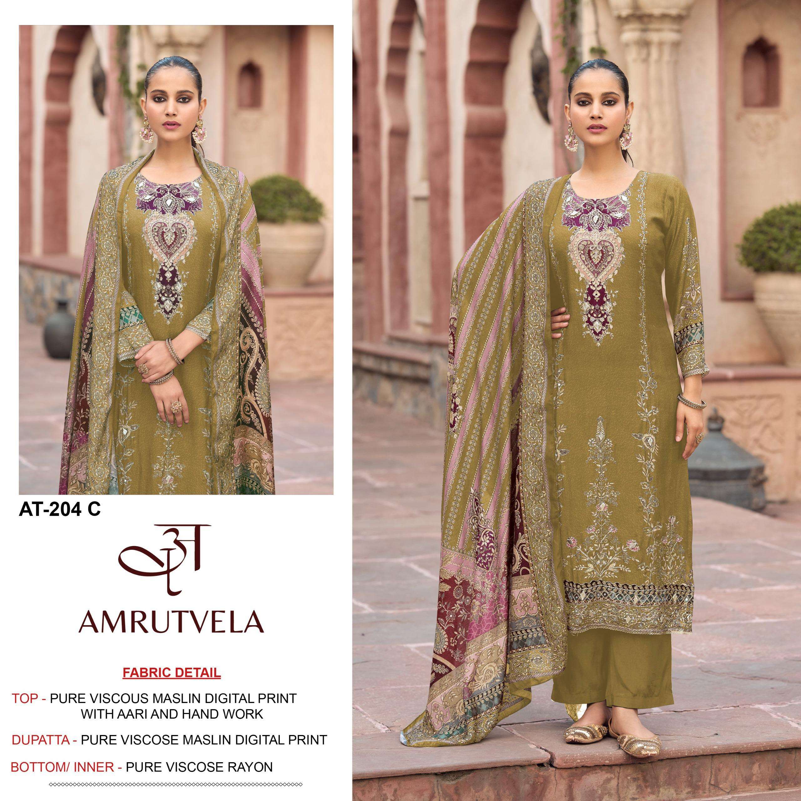 AMRUTVELA AT 204 VISCOSE DIGITAL PRINT WITH DESIGNER WORK SUITS 