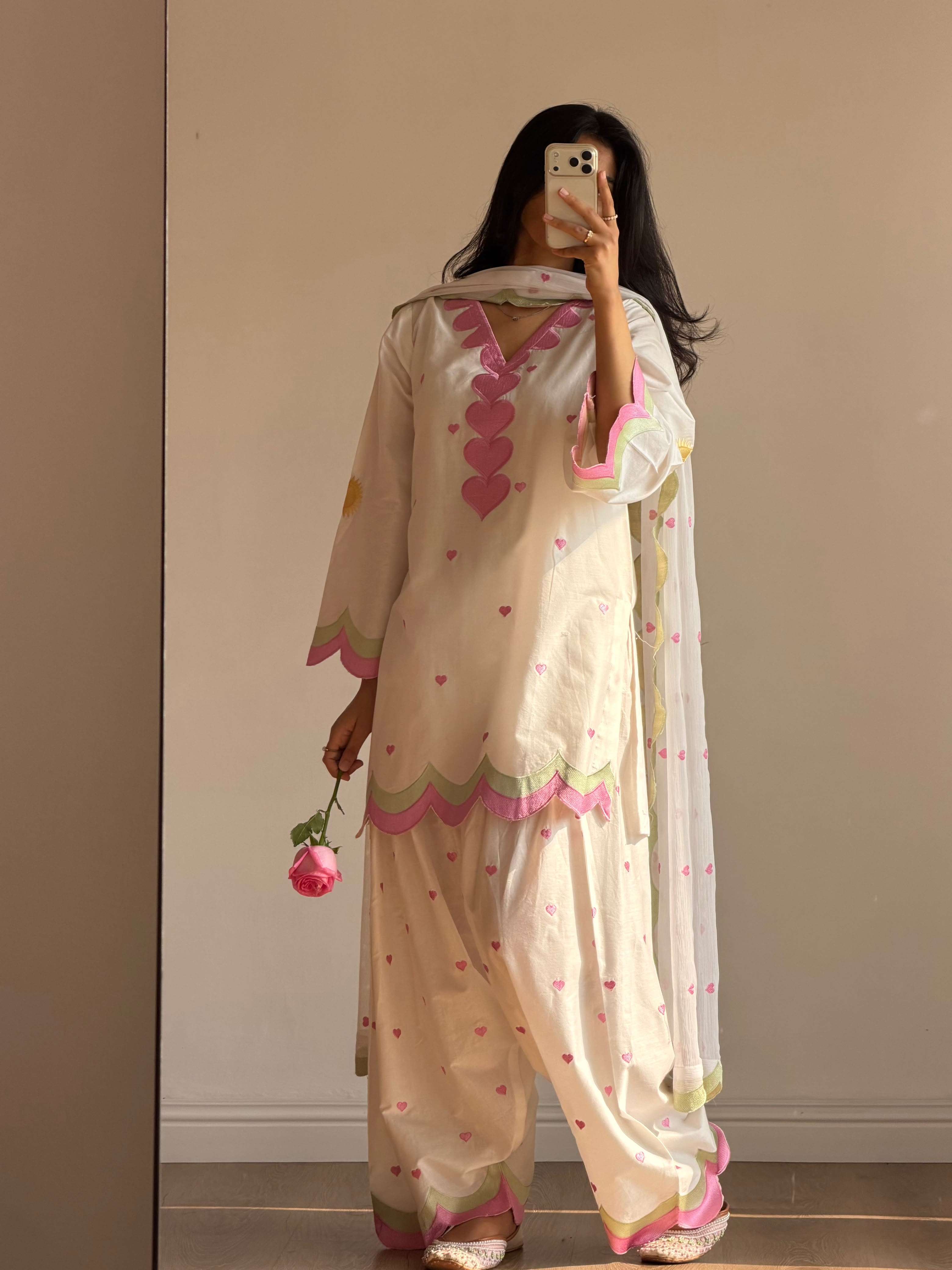 BE 490 CHANDERI SILK DESIGNER EMBROIDERED WORKED TOP SALWAAR WITH DUPATTA