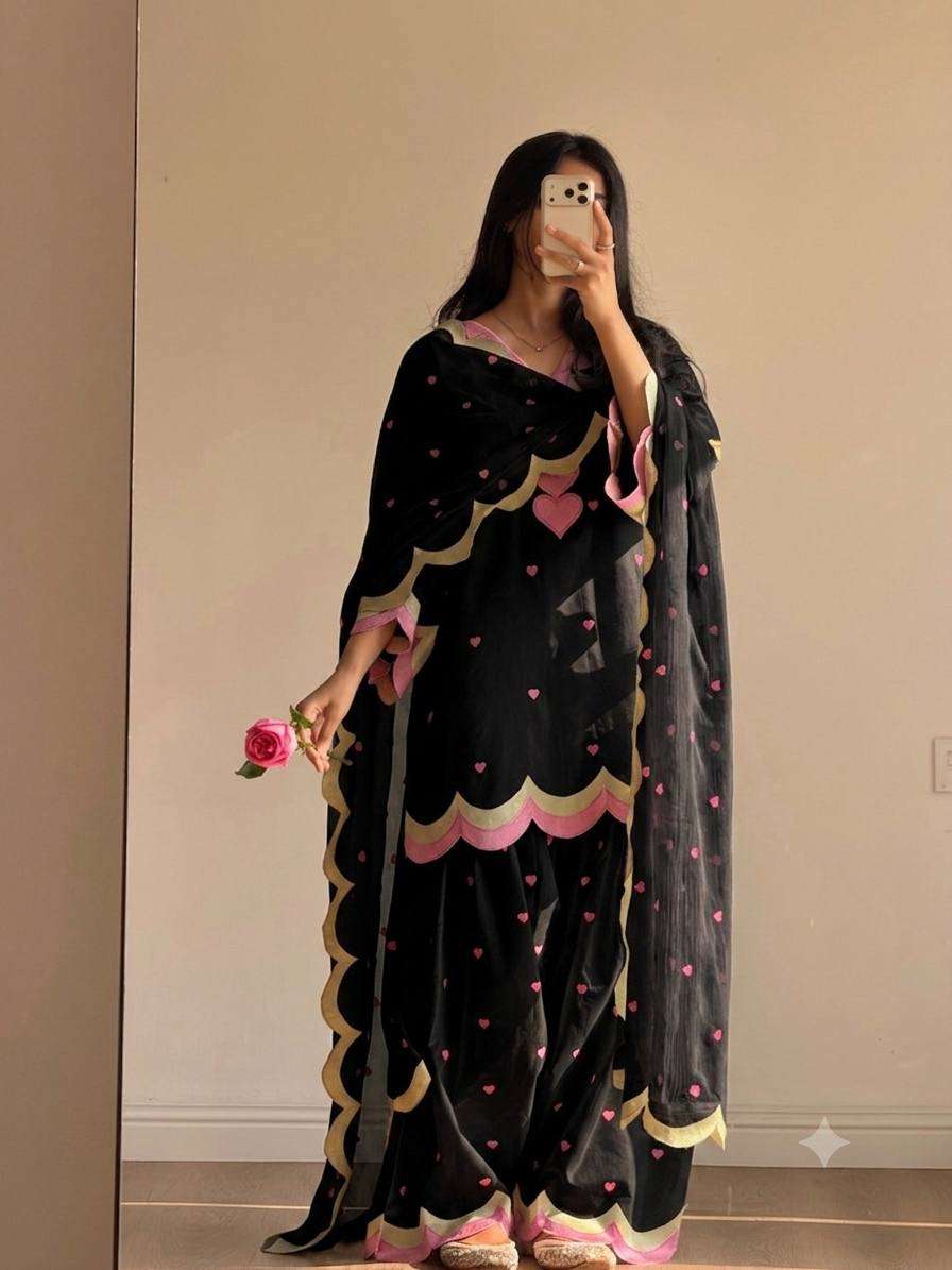 BE 490 CHANDERI SILK DESIGNER EMBROIDERED WORKED TOP SALWAAR WITH DUPATTA