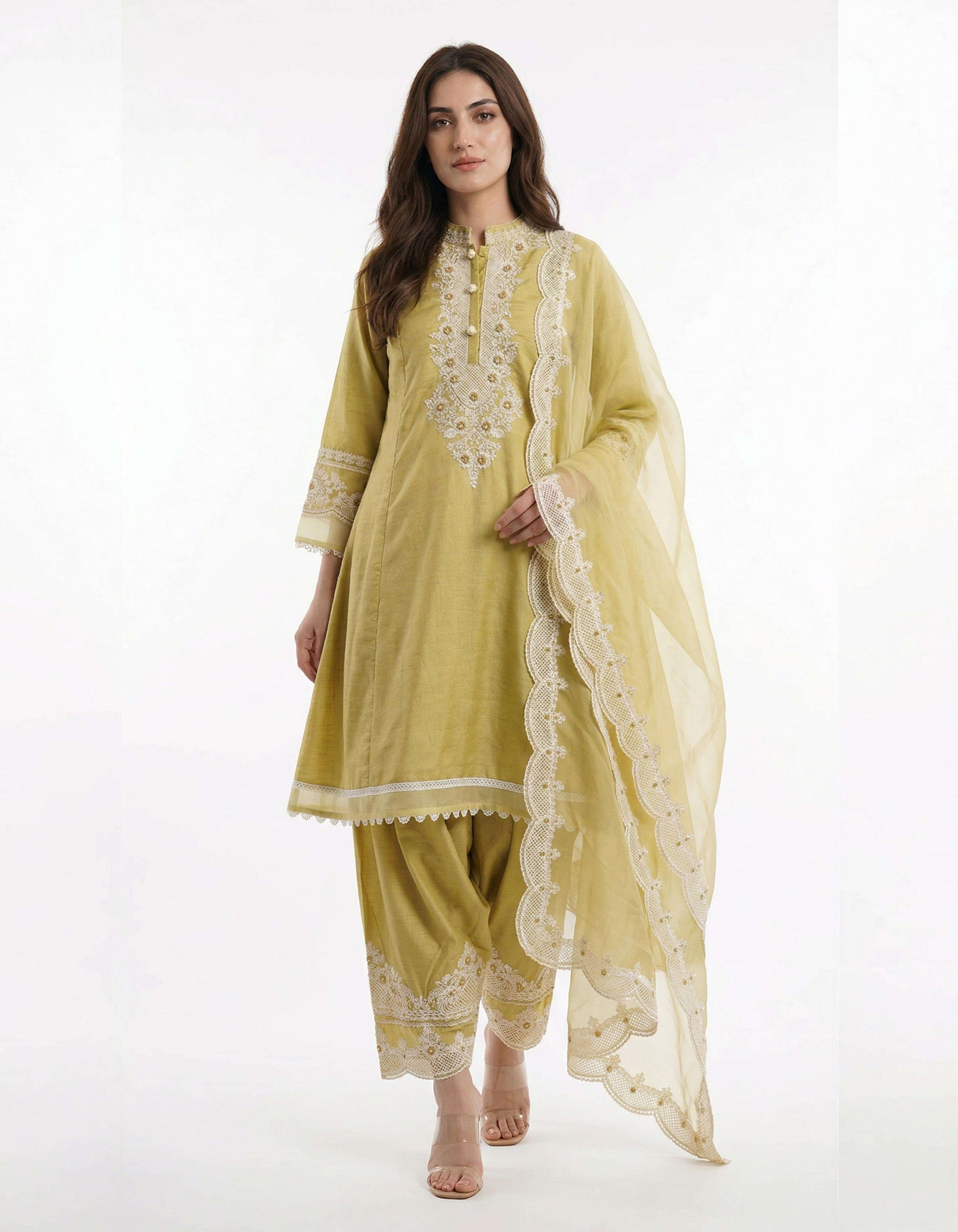 BE 497 ROMAN SILK DESIGNER EMBROIDERED WORKED TOP SALWAAR  WITH DUPATTA SET