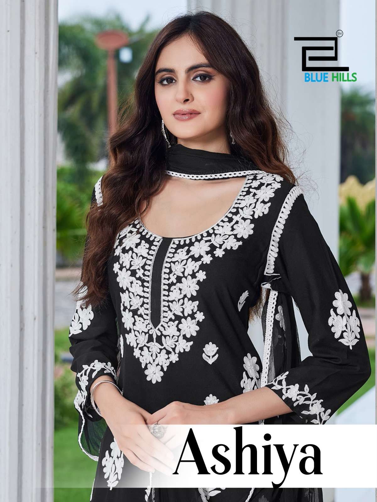 BLUE HILLS ASHIYA RAYON FANCY LUCKNOWI WORKS STYLE LADIES 3PCS SET COLLECTION 