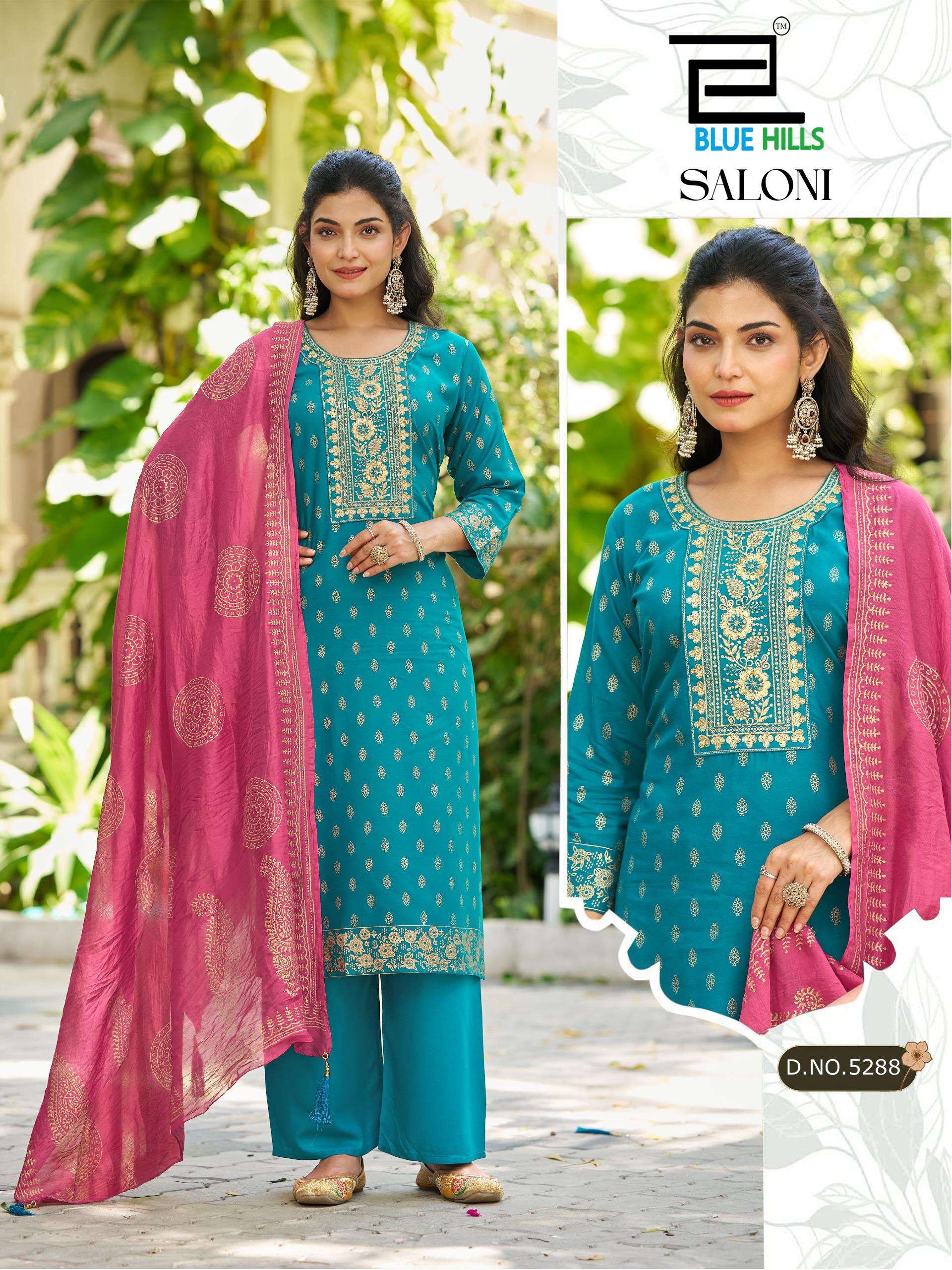 BLUE HILLS SALONI NX RAYON FANCY EMBROIDERIES WORK READY MADE LADIES SUIT