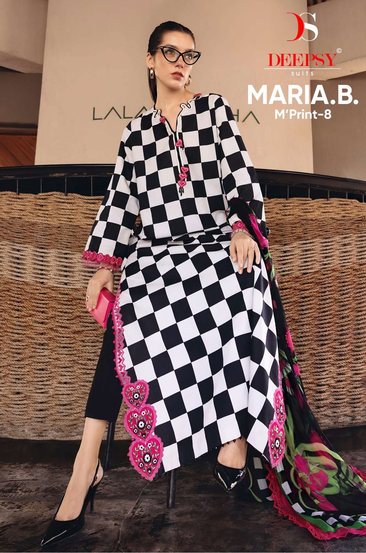 DEEPSY SUITS MARIA B M PRINT VOL 8 COTTON HEAVY PATCH EMBROIDERY WORK SALWAR KAMEEZ 