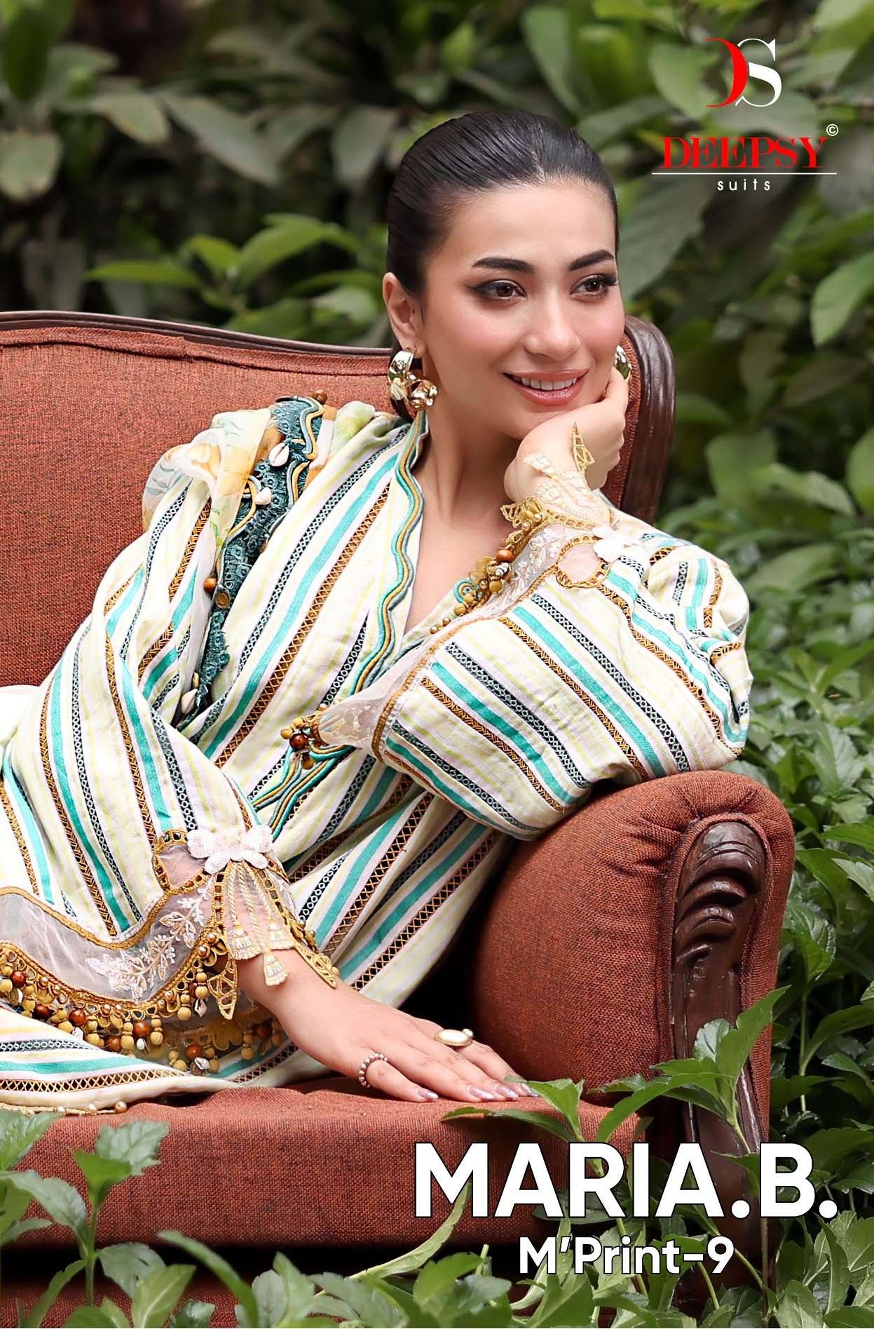DEEPSY SUITS MARIA B M PRINT VOL 9 LAWN COTTON HEAVY PATCH EMBROIDERY WORK SUIT