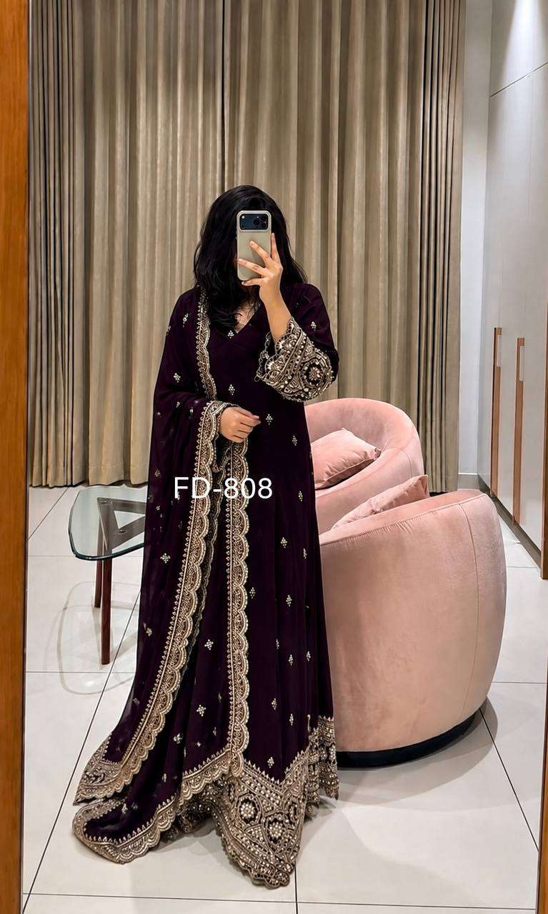 FD 808 GEORGETTE HEAVY DESIGNER WORK PARTY WEAR LADIES SUIT