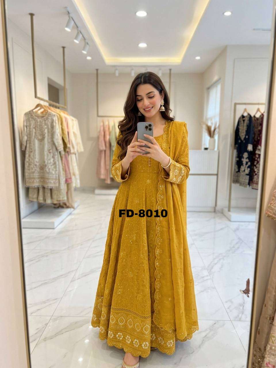 FD 810 GEORGETTE HEAVY BEAUTIFUL DESIGNER LOOK GOWN PENT AND DUPATTA SET 