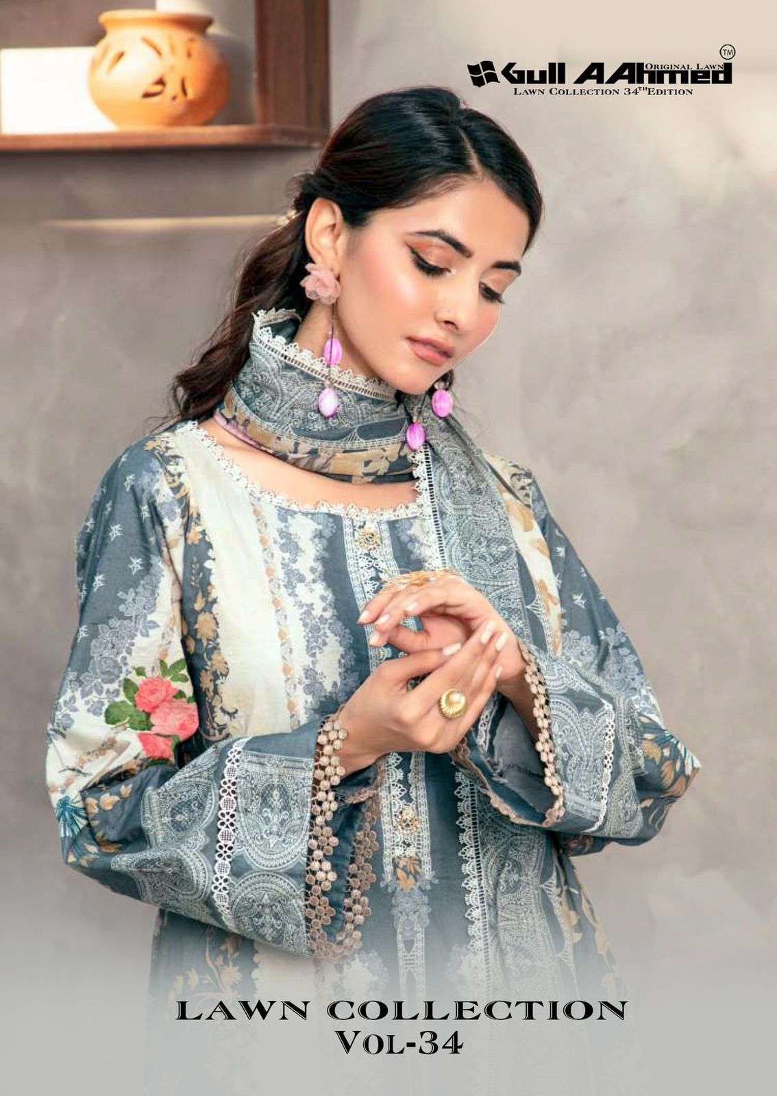 GULL AAHMED LAWN COLLECTION VOL 34 COTTON DIGITAL PRINTS SALWAR SUIT