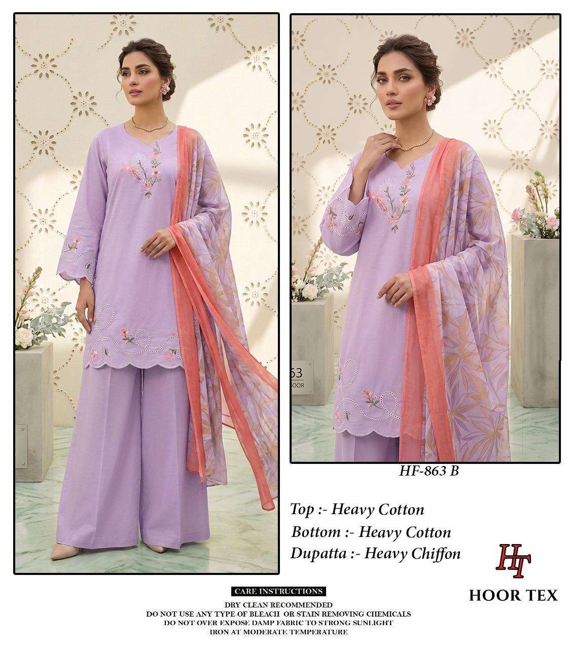 HOOR TEX HF 863 COTTON BEAUTIFUL DESIGNER WORK READY MADE PAKISTANI SUIT