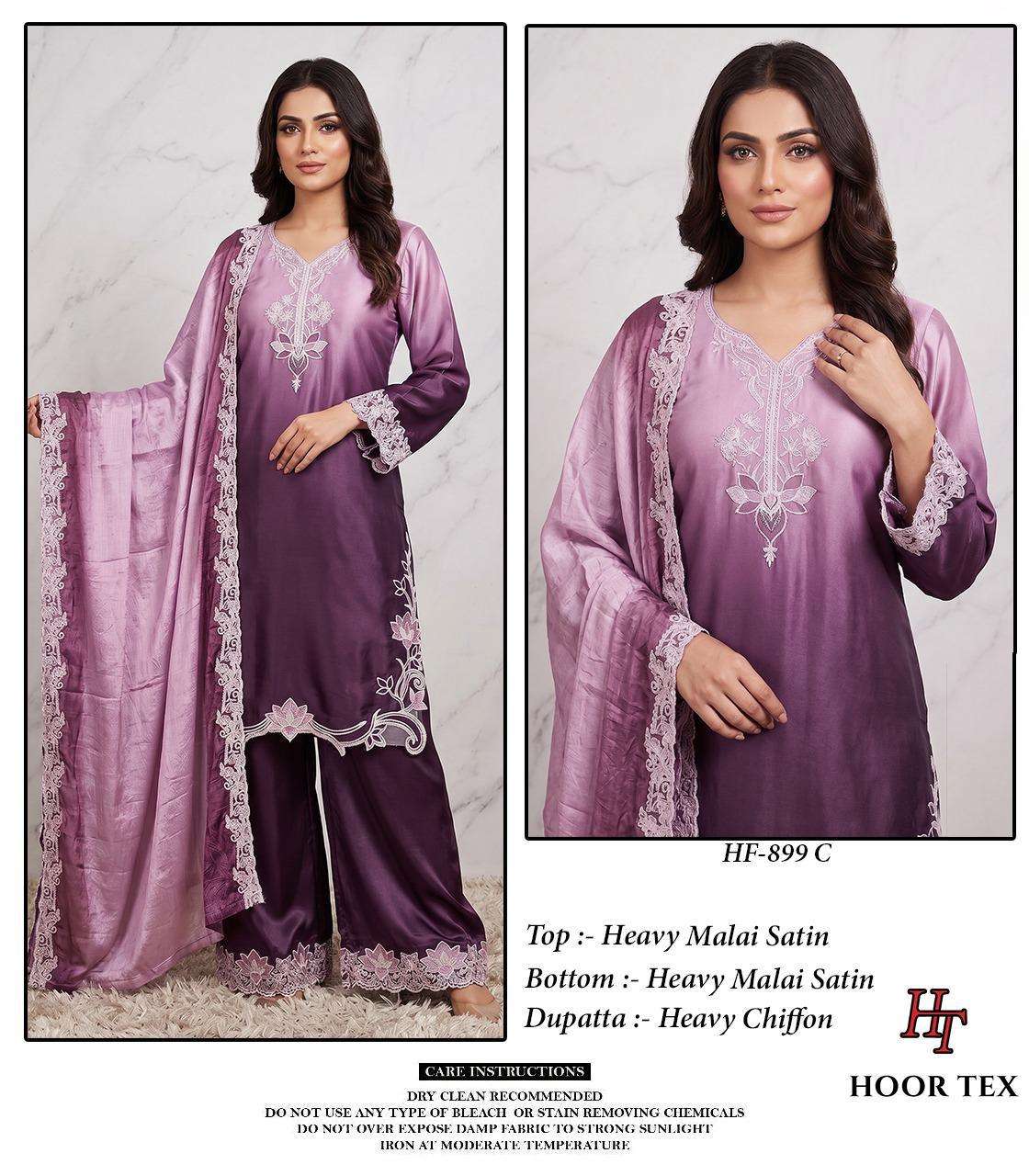 HOOR TEX HF 899 SHADED SATIN DESIGNER WORK READY MADE PAKISTANI SUIT