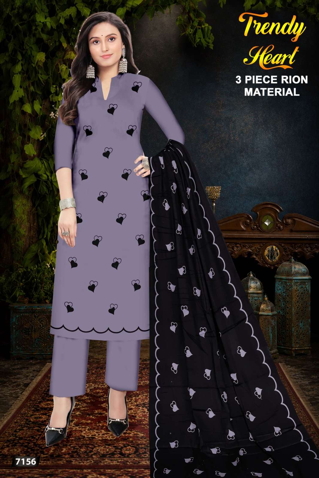 HOUSE OF LIBAS TRENDY HEART RAYON FANCY PRINT LADIES SALWAR SUIT