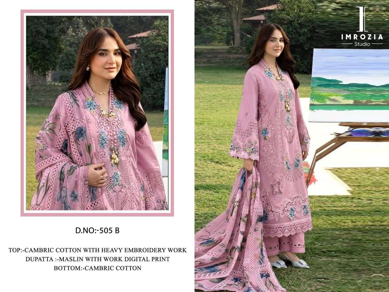 IMROZIA STUDIO D NO 505 COTTON WITH EMBROIDERY DESIGNER WORK SUIT