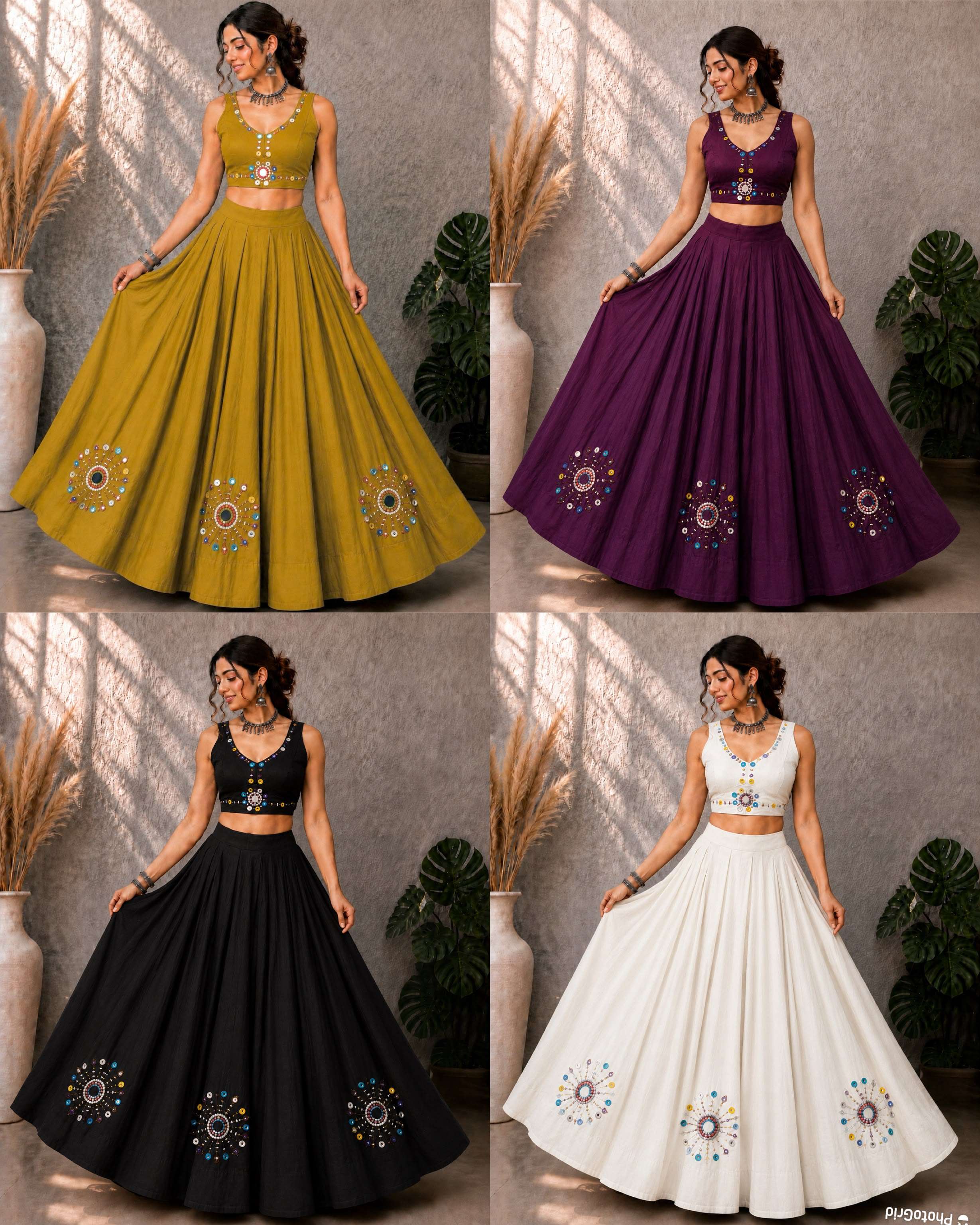 INLI KHELAIYA SILK HEAVY MIRROR WORK DESIGNER NAVRATRI WEAR LEHENGA CHOLI 