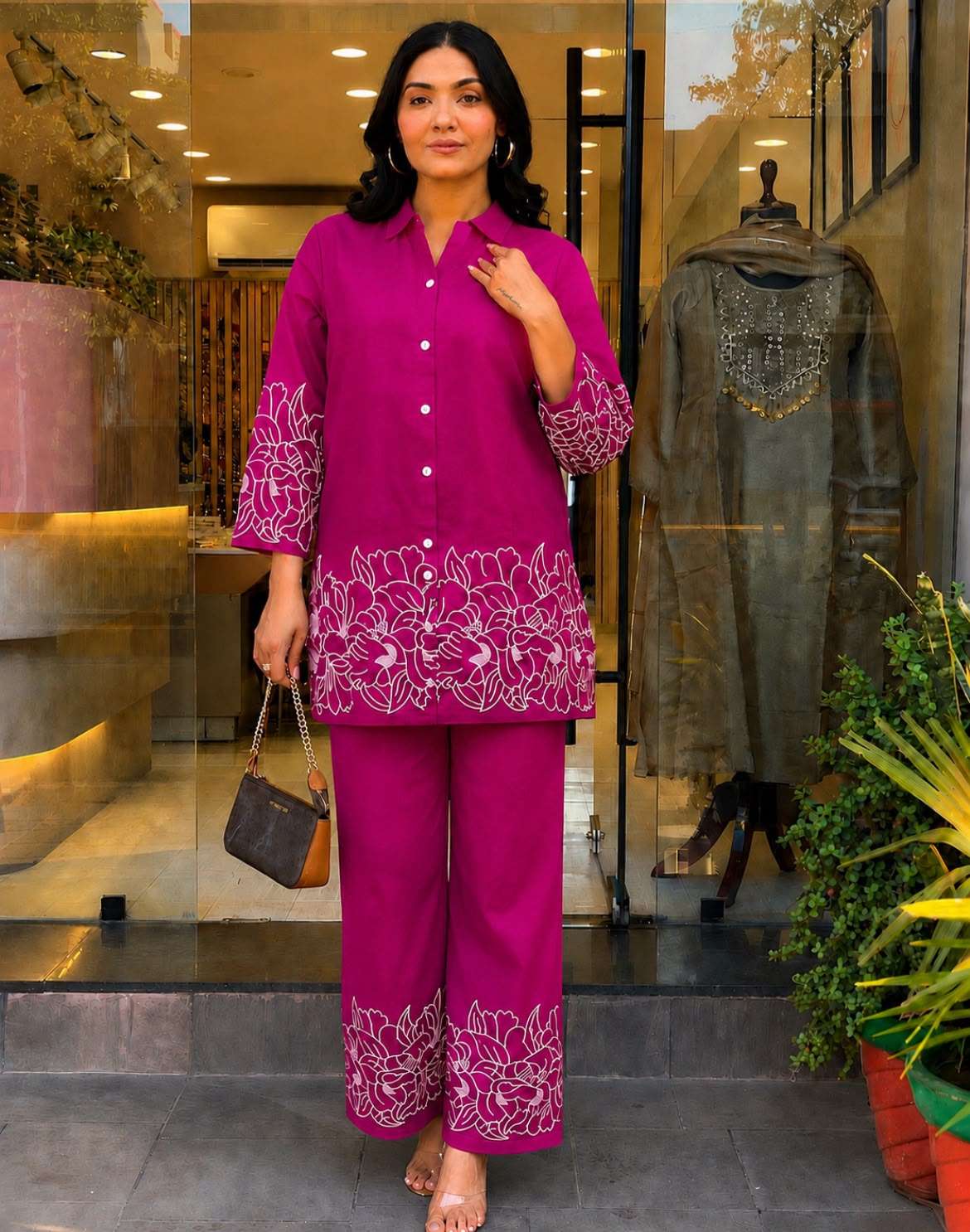INLI KITTY PARTY 2.0 RAYON FANCY EMBROIDERIES WORK TOP WITH BOTTOM PAIR 
