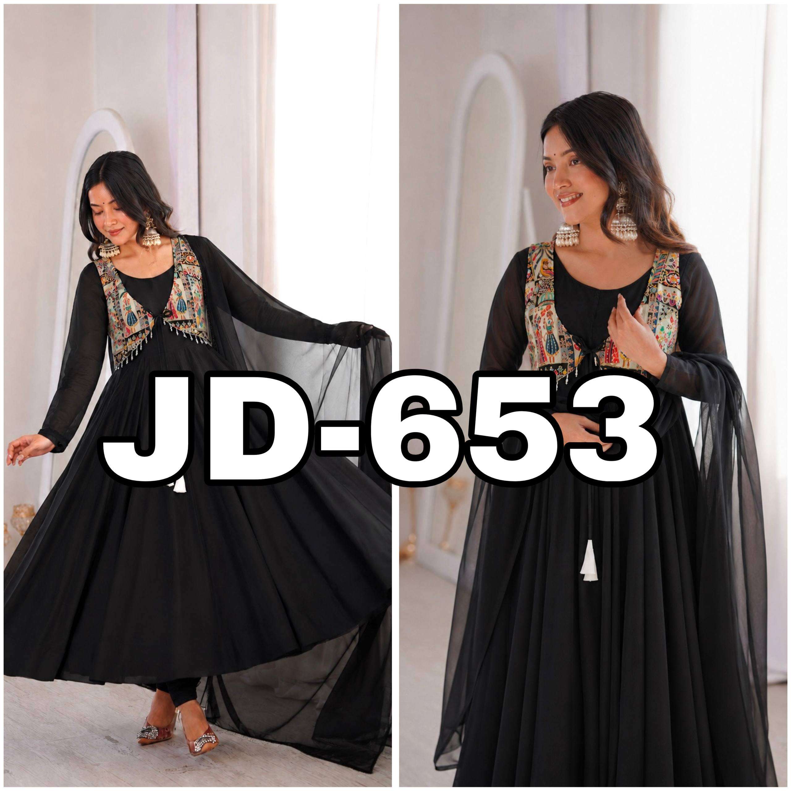 JD 653 GEORGETTE PREETY LOOK DESIGNER PARTY WEAR ANARKALI GOWN STYLE SUIT 