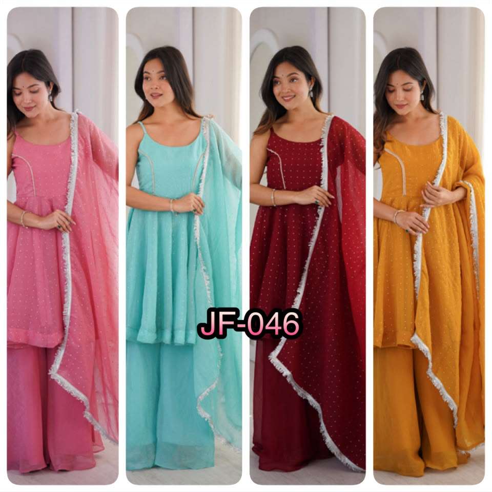 JF 046 SILK DESIGNER WORK PARTY LOOKS PARTY WEAR LADIES SUIT