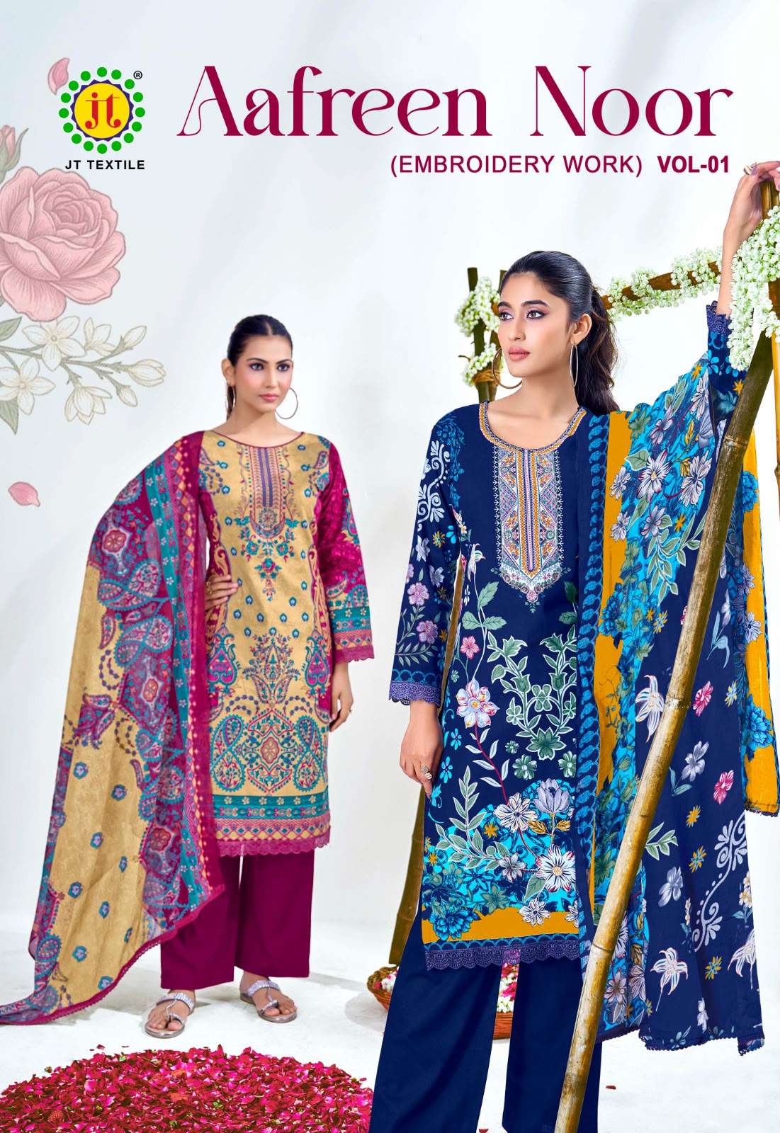 JT AAFREEN NOOR VOL 1 COTTON DIGITAL PRINT WITH FANCY WORK SUIT