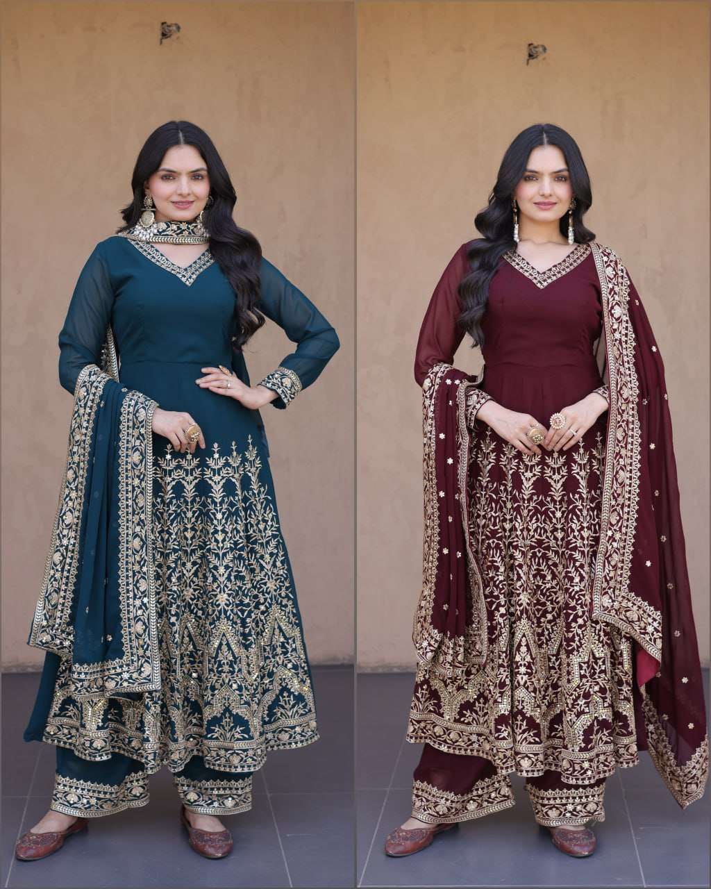 KA 1254 READY MADE GOWN WITH PANT & DUPATTA SET